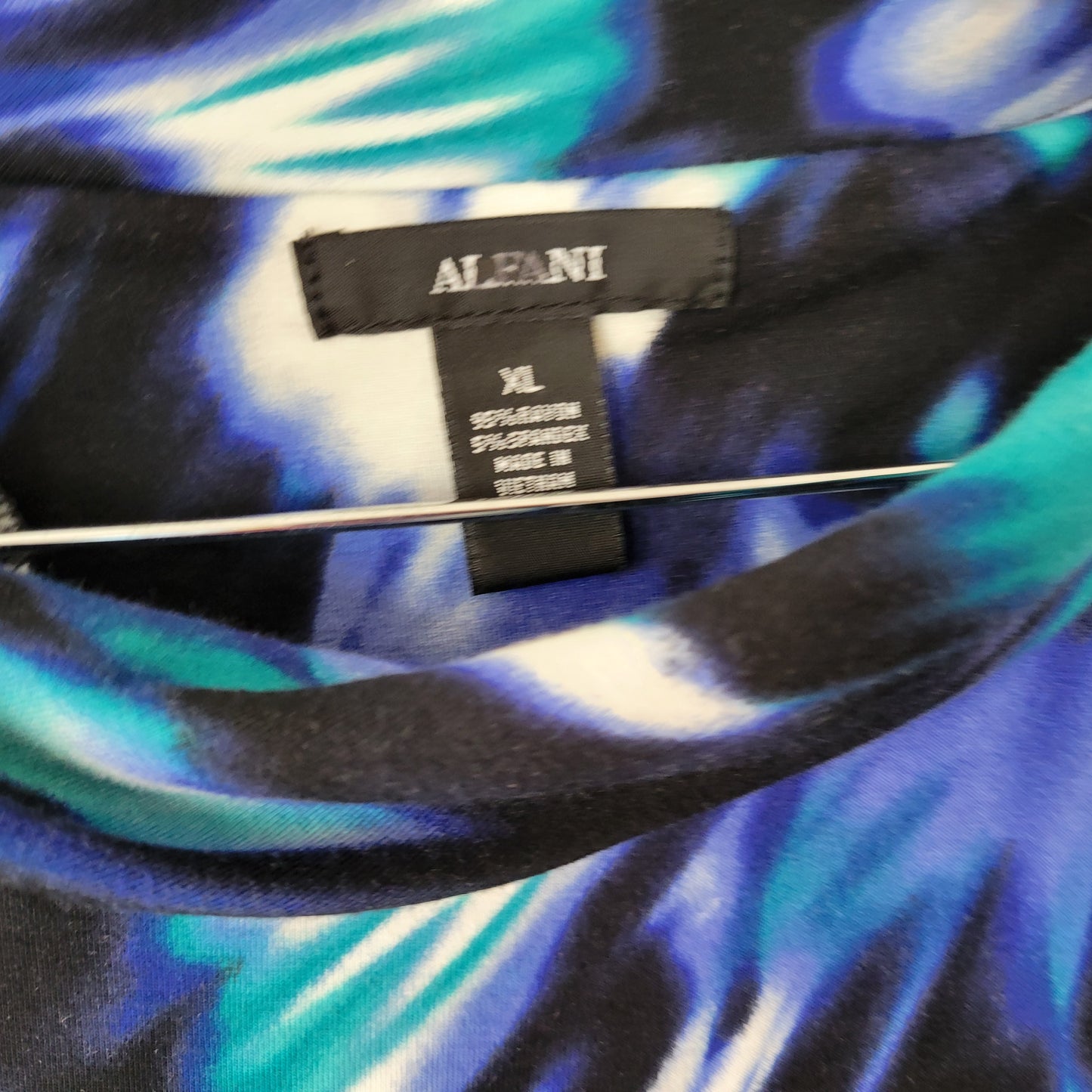 Alfani Women XL Tunic/Dress Top Blue Teal Abstract Print Pockets WAT80E