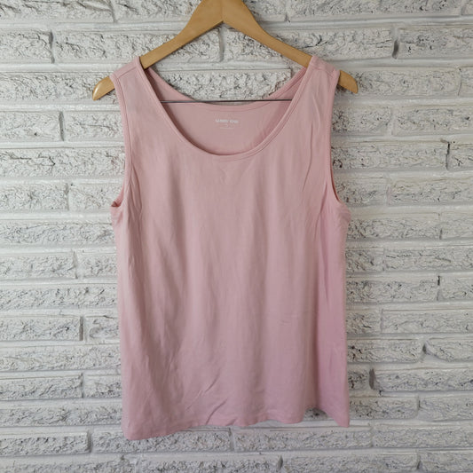 Lands End XL Pink Cotton Tank Top Scoop Neck Sleeveless Shell Layering PIN1XE
