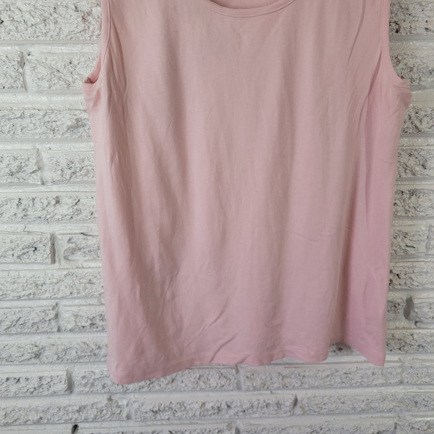 Lands End XL Pink Cotton Tank Top Scoop Neck Sleeveless Shell Layering PIN1XE