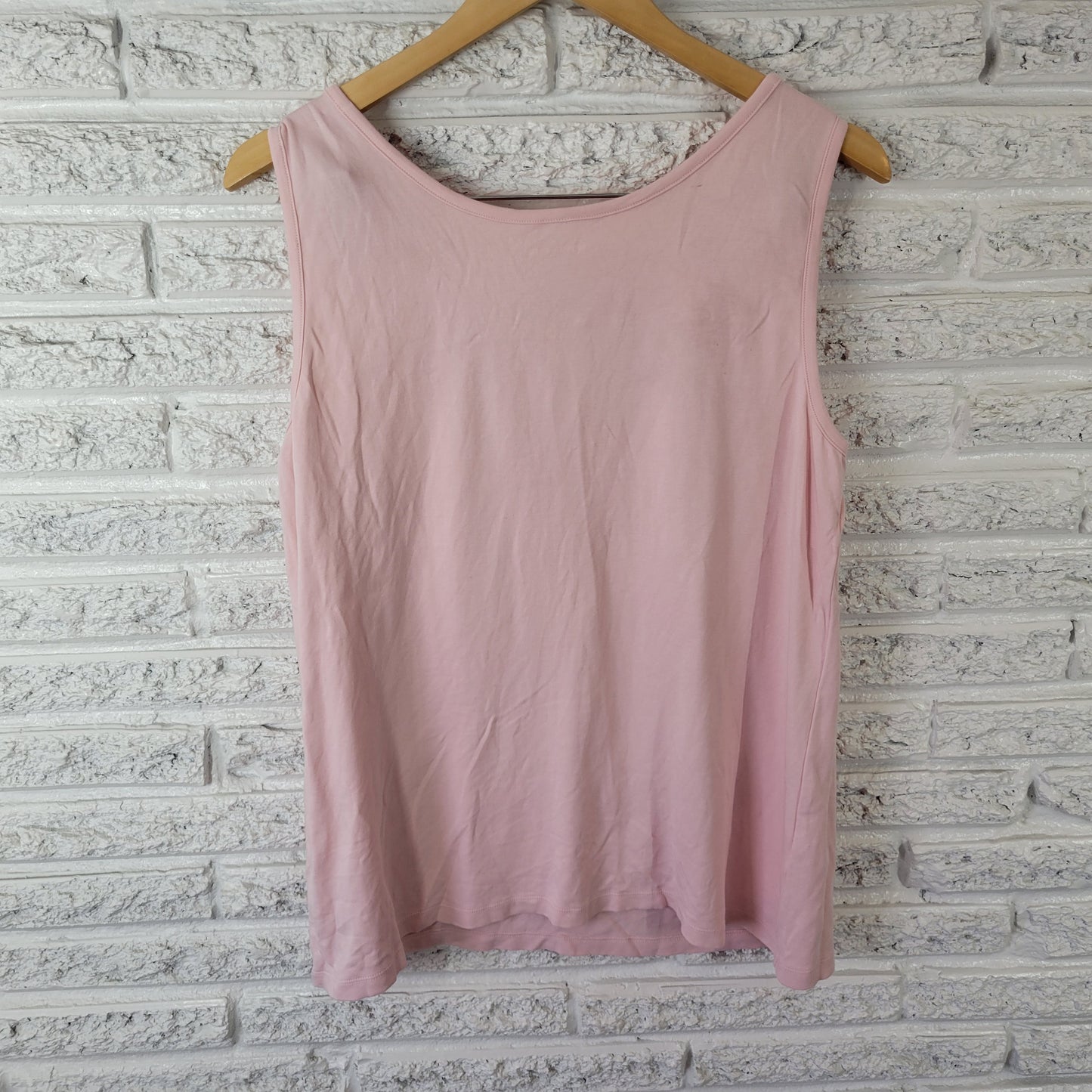 Lands End XL Pink Cotton Tank Top Scoop Neck Sleeveless Shell Layering PIN1XE
