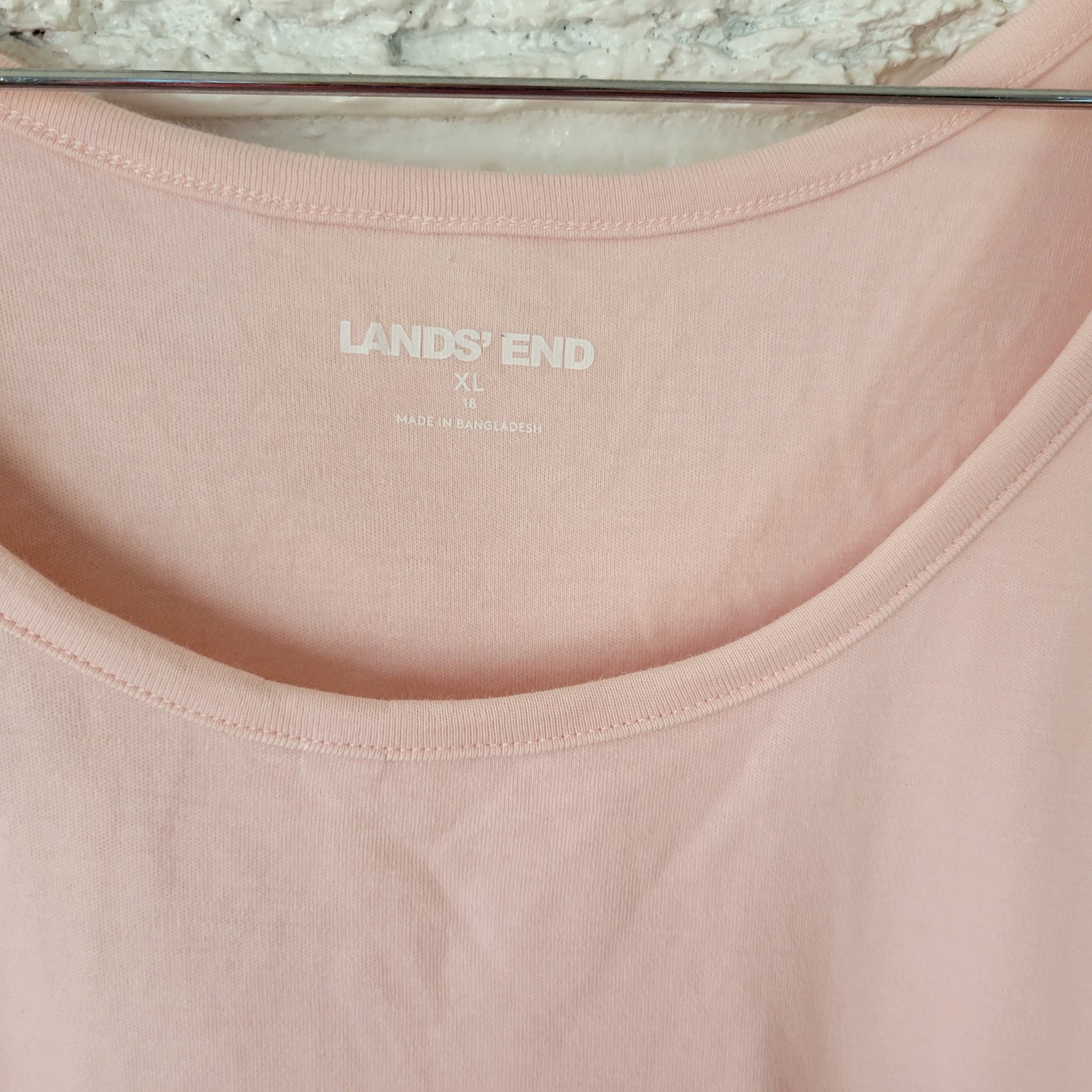 Lands End XL Pink Cotton Tank Top Scoop Neck Sleeveless Shell Layering PIN1XE