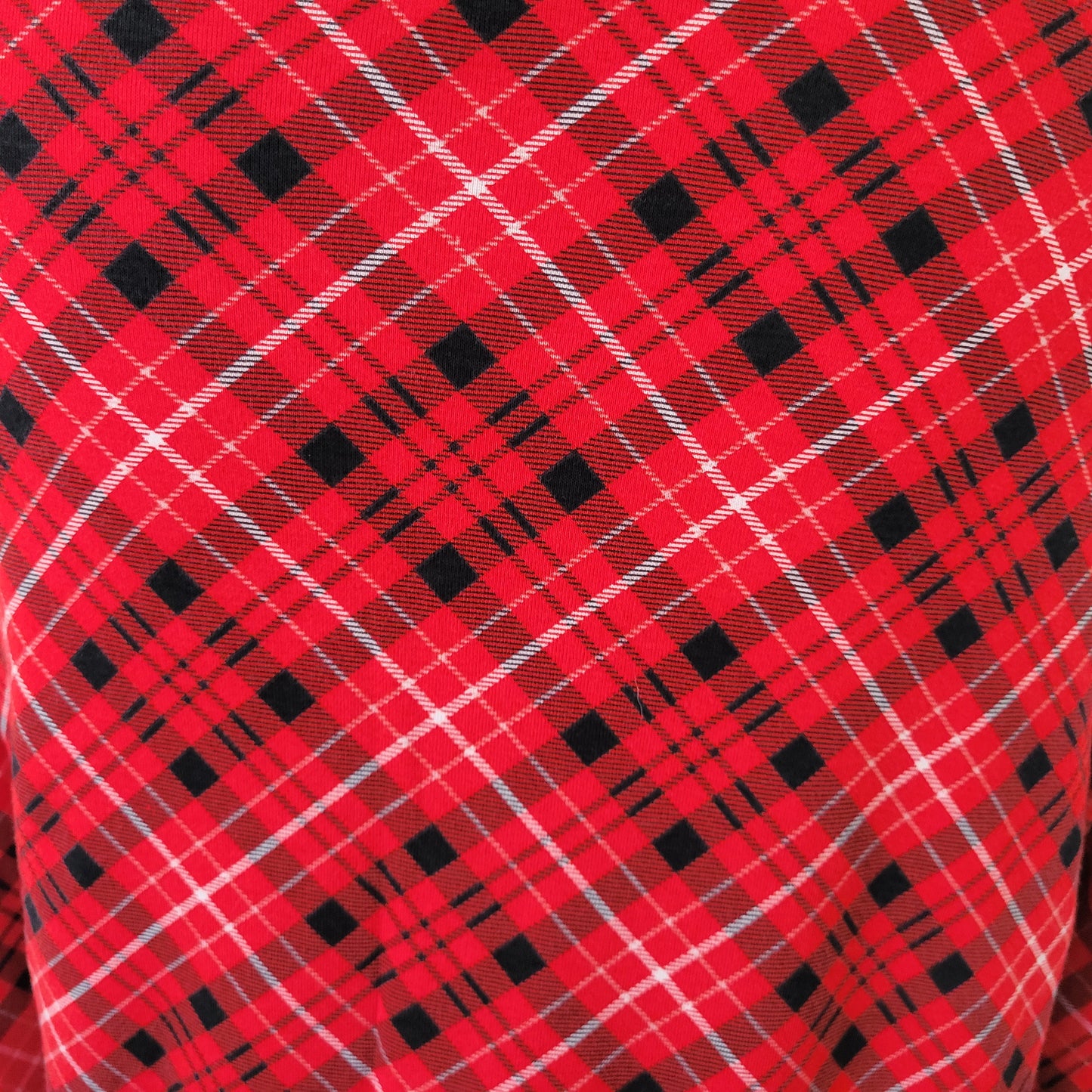 Croft & Barrow Women XXL Tee Red Black Plaid 100% Cotton Long Sleeve PLA10E
