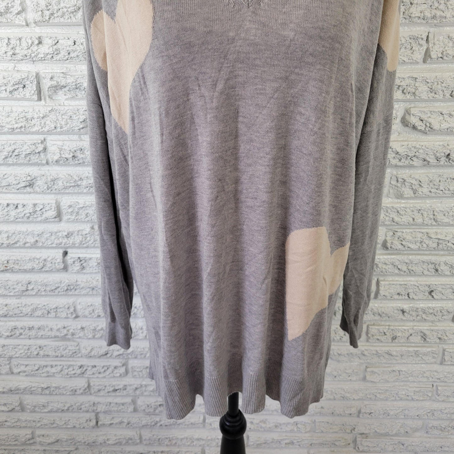 Laurie Felt Women XL Sweater Gray V-Neck Tight Knit Wool Blend Pullover GRA21E