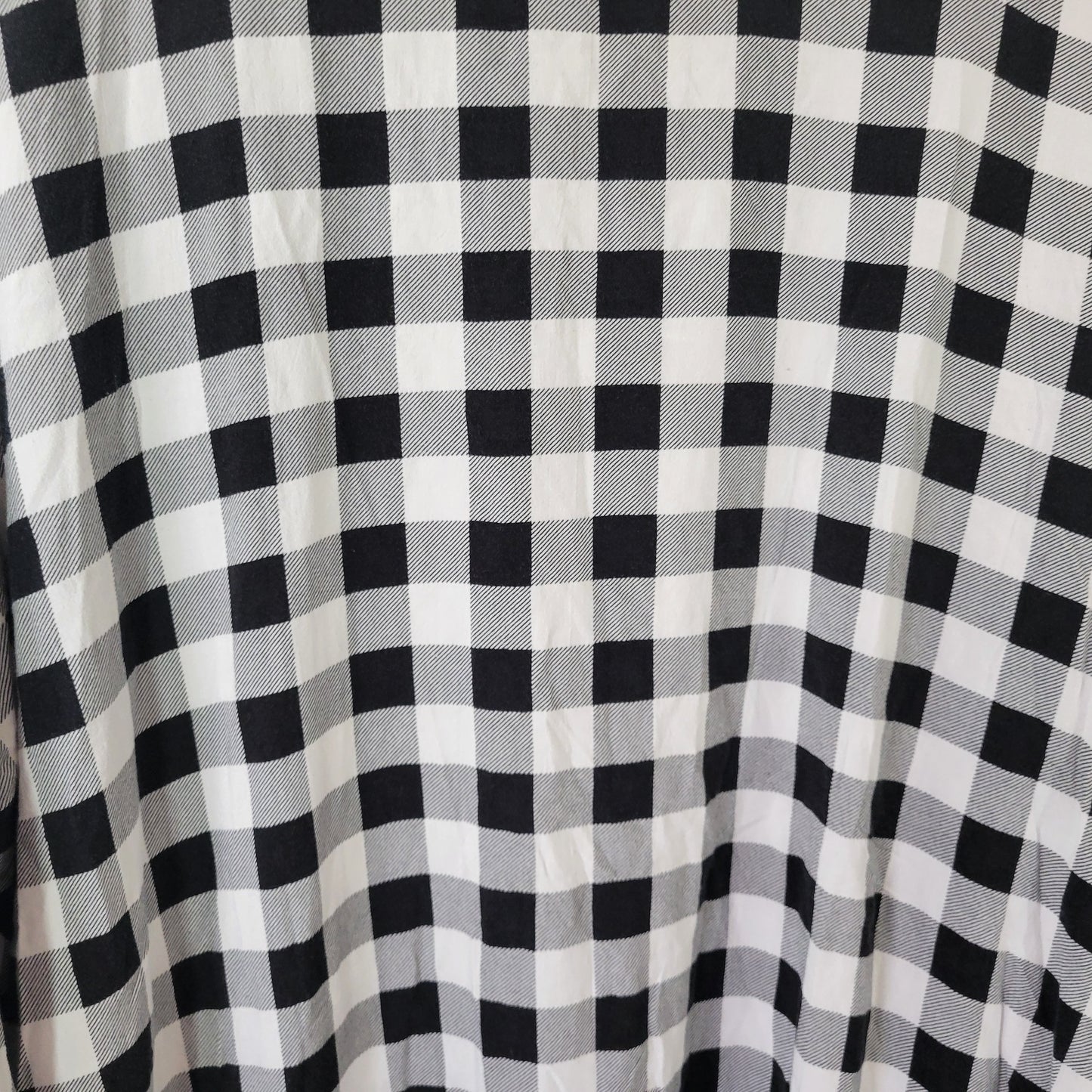Miss Lili Women's 3X Black White Plaid Button Up Top Roll Tab Sleeve PLA49E