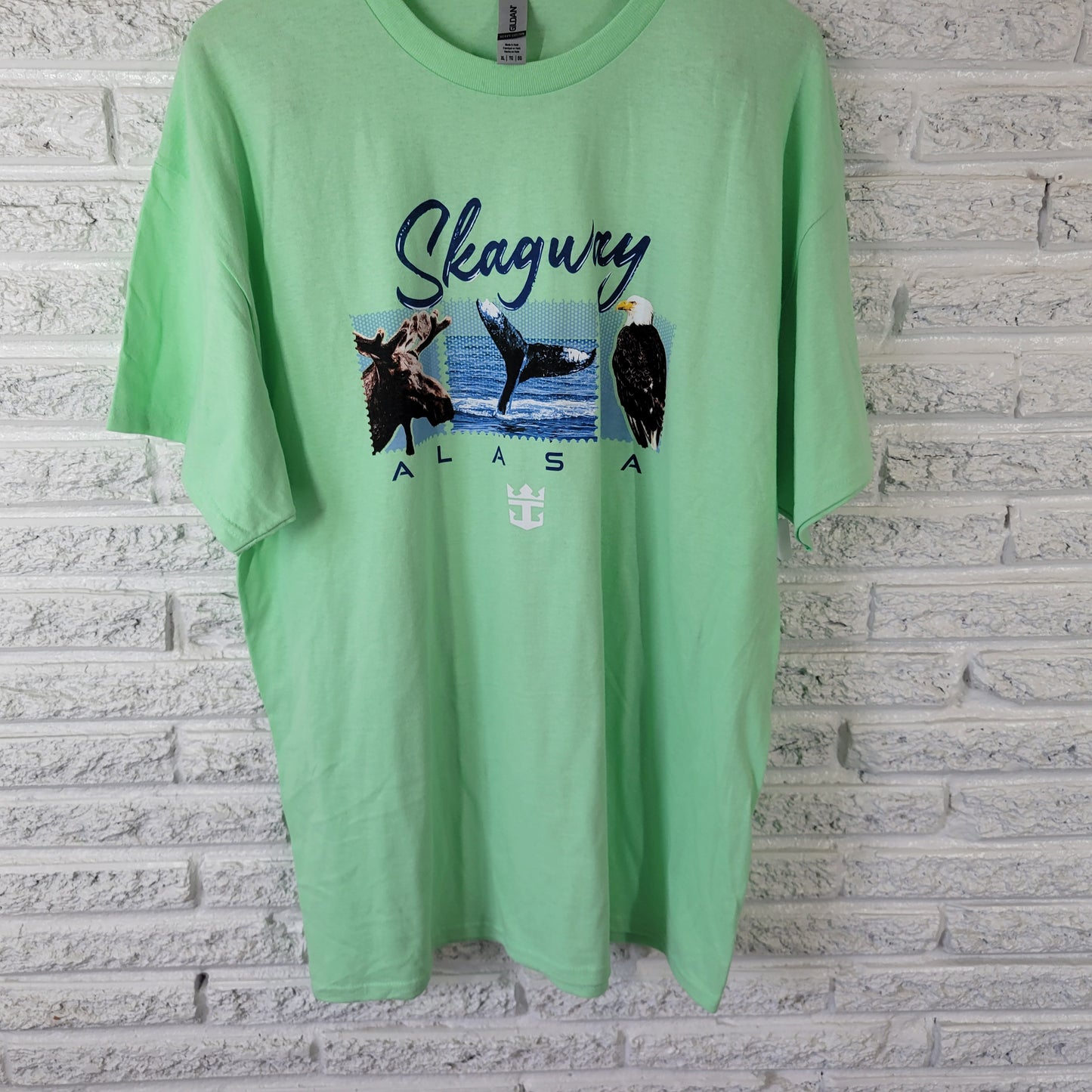 Skagway Alaska Women's XL T-Shirt Green 100% Cotton Short Sleeve NOV57XE