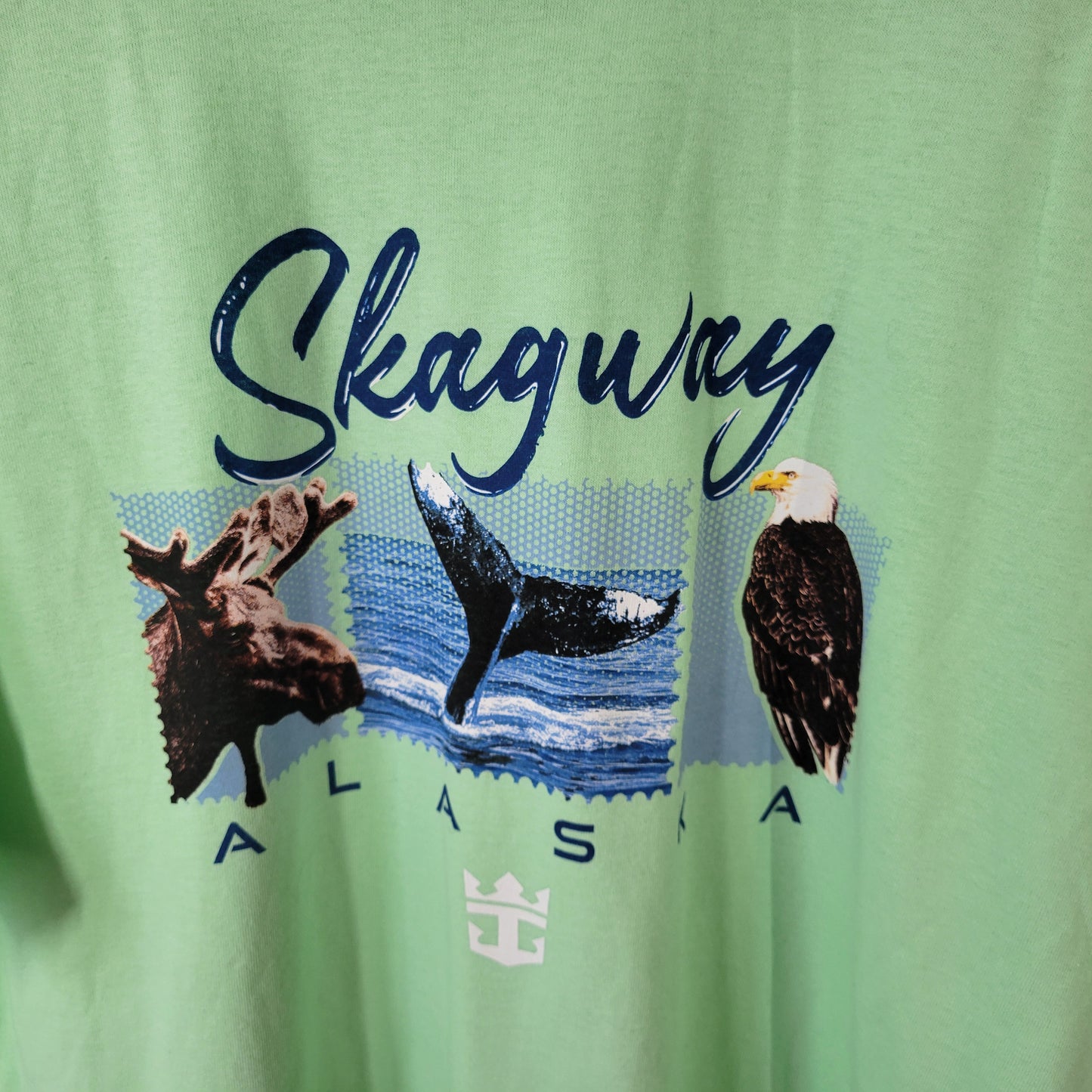 Skagway Alaska Women's XL T-Shirt Green 100% Cotton Short Sleeve NOV57XE
