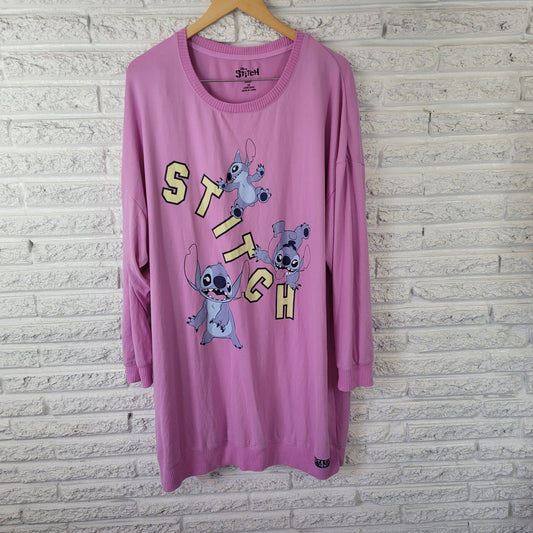 Disney Lilo & Stitch Women's 2X Pajama Top Gown Lavender Long Sleeve NOV44XE