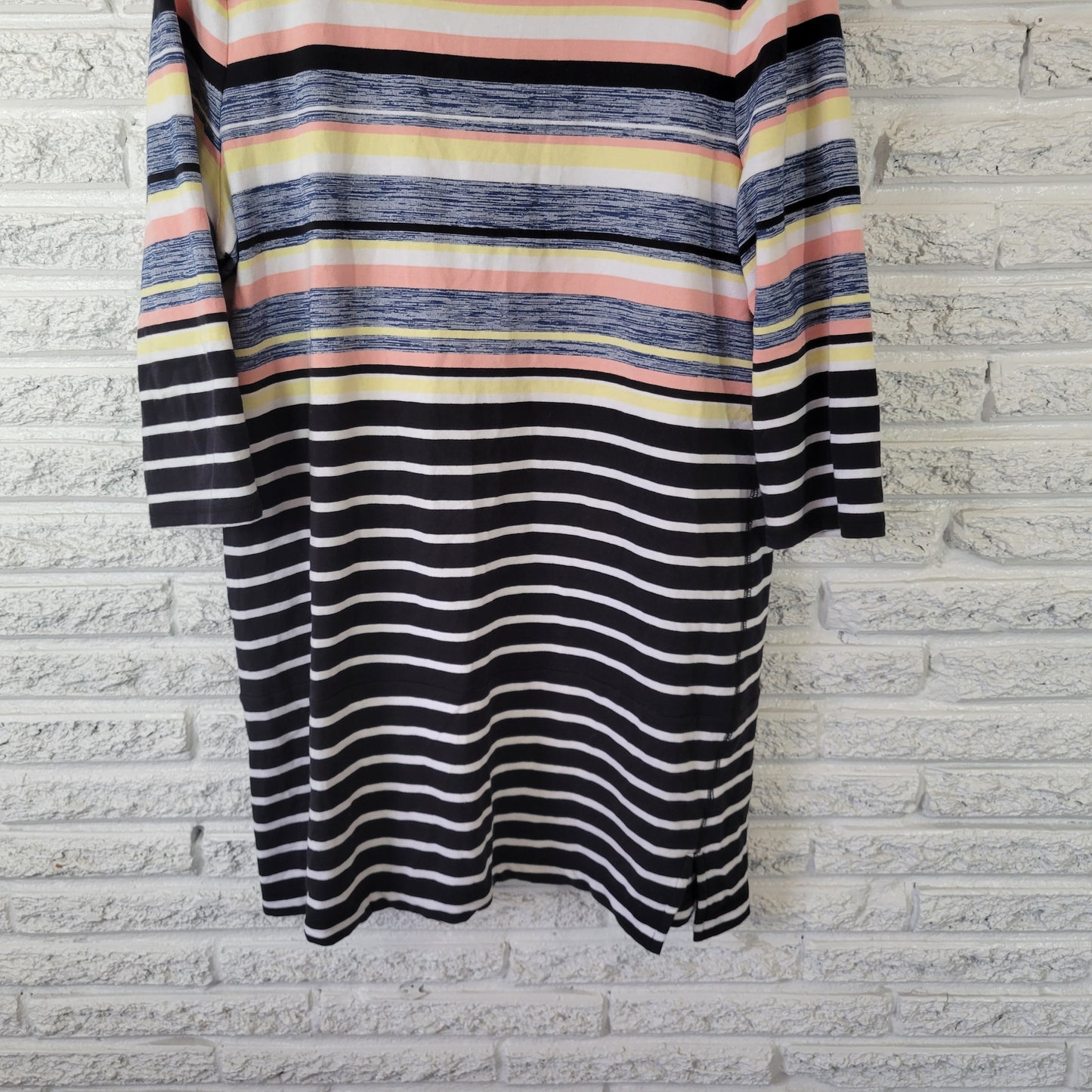 T by Talbots Women's XL Dress Multi Striped 3/4 Sleeve Side Slit STR107E