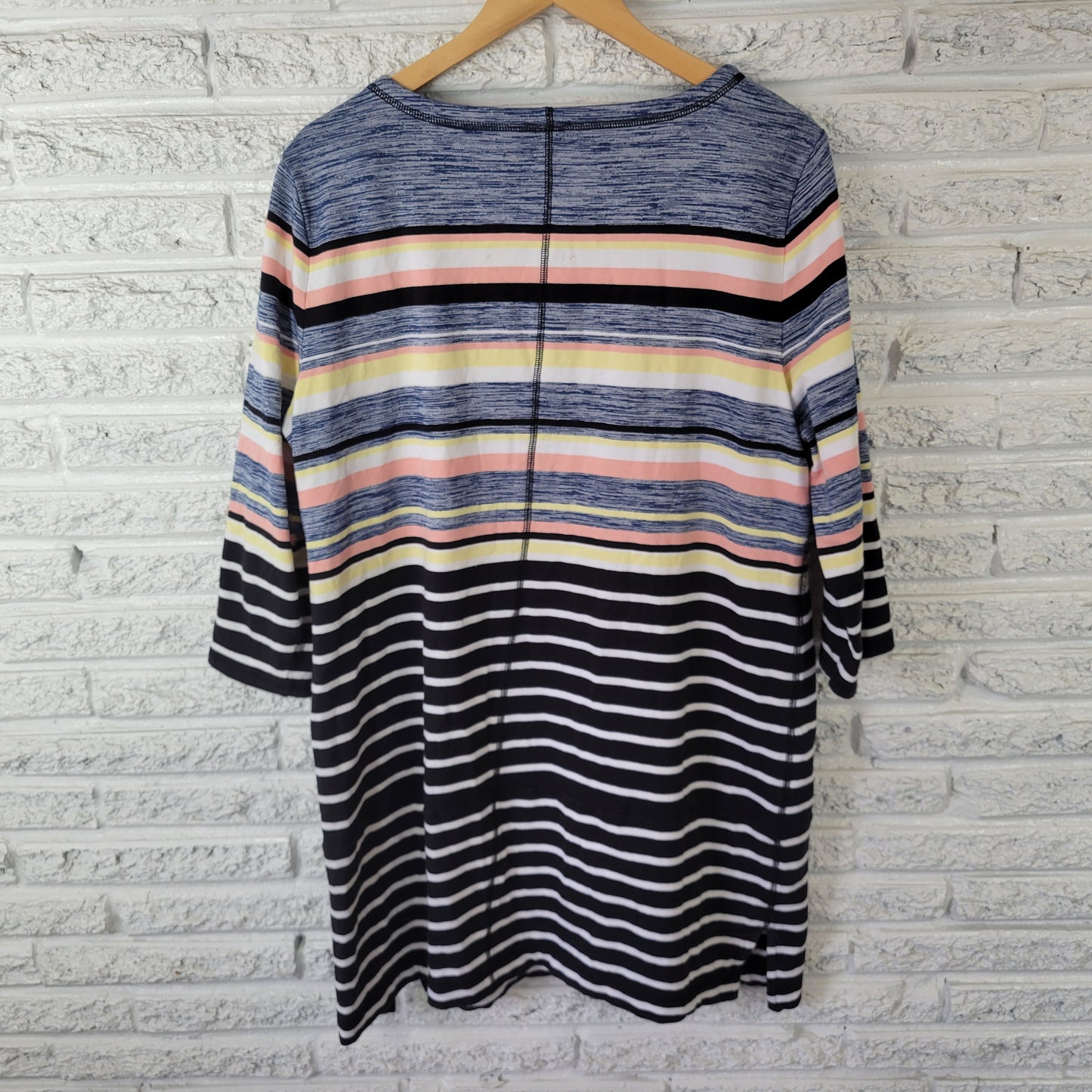 T by Talbots Women's XL Dress Multi Striped 3/4 Sleeve Side Slit STR107E