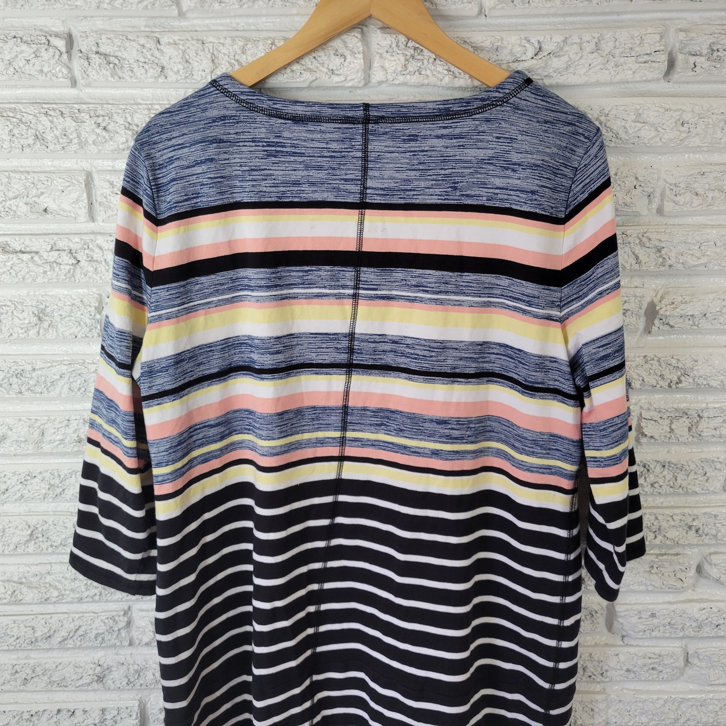 T by Talbots Women's XL Dress Multi Striped 3/4 Sleeve Side Slit STR107E