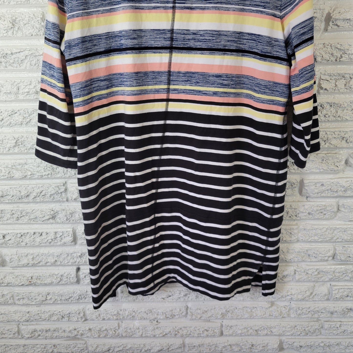 T by Talbots Women's XL Dress Multi Striped 3/4 Sleeve Side Slit STR107E