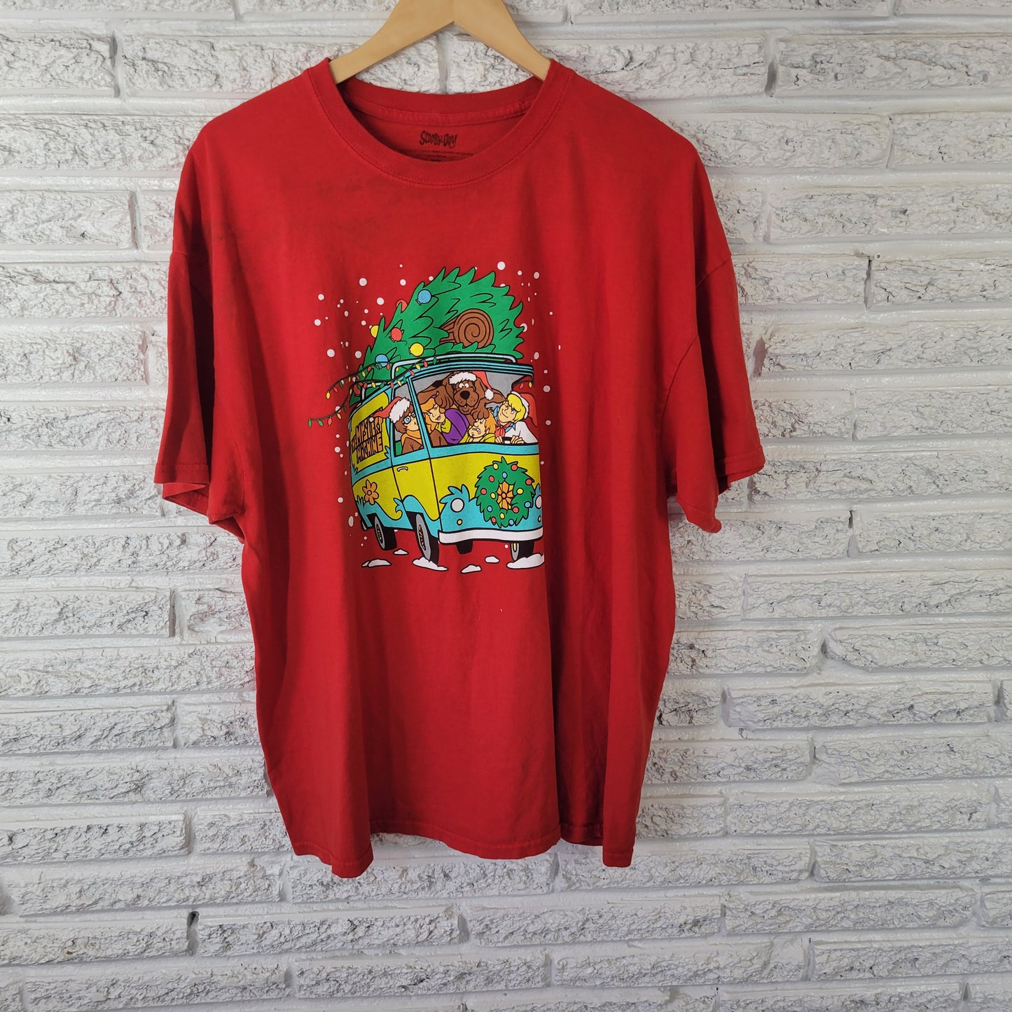 Scooby-Doo Christmas T-Shirt XXL Red 100% Cotton Unisex Holiday Graphic NOV43E