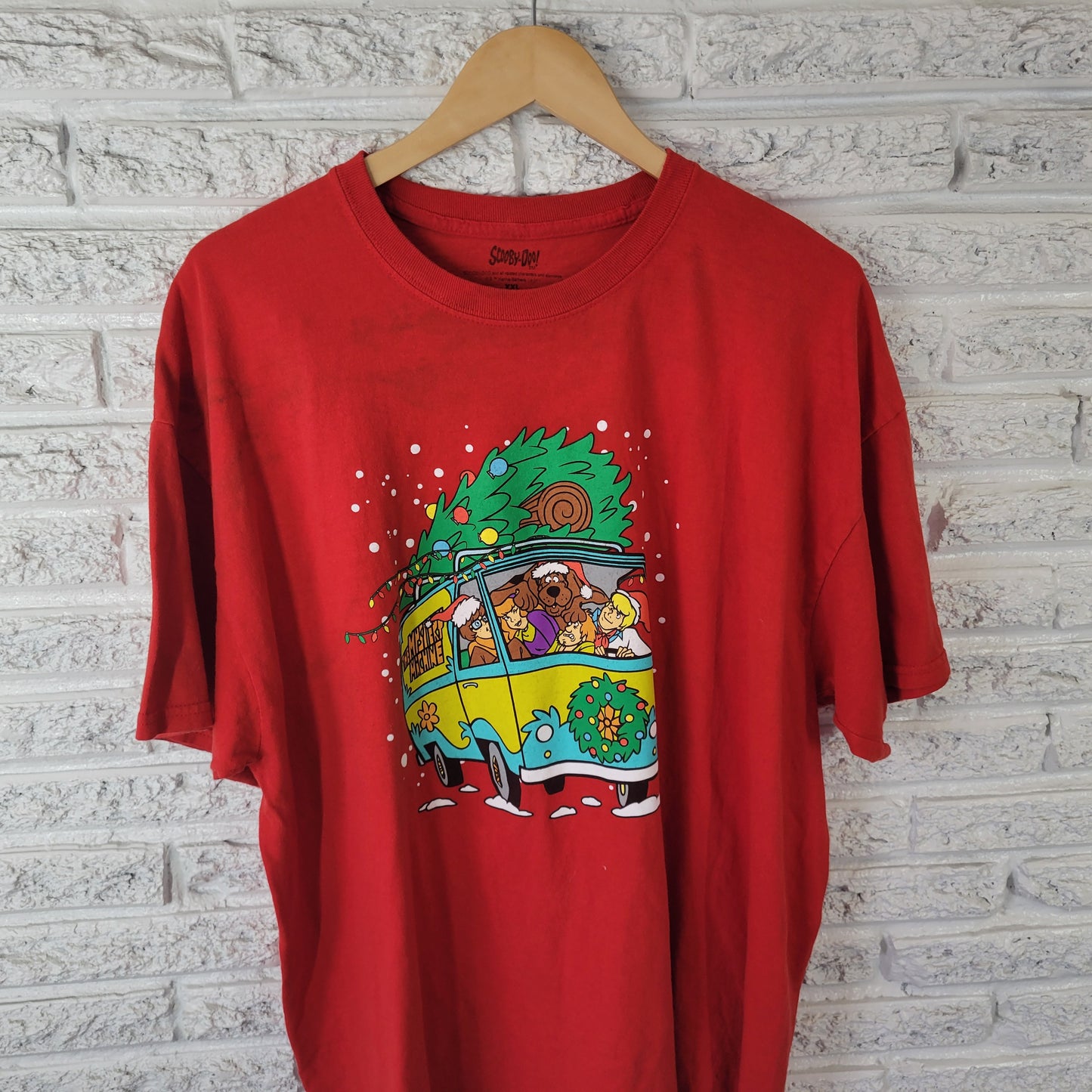 Scooby-Doo Christmas T-Shirt XXL Red 100% Cotton Unisex Holiday Graphic NOV43E
