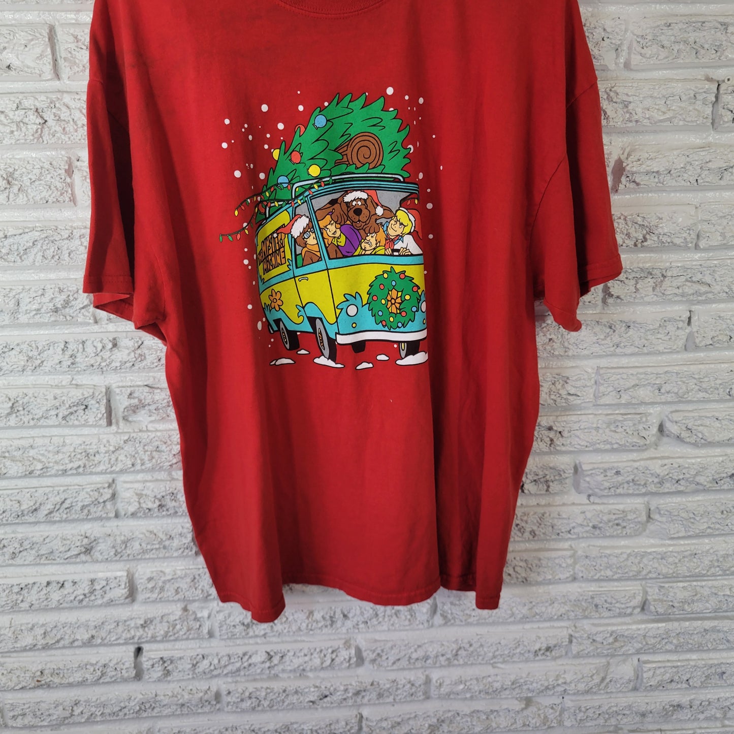Scooby-Doo Christmas T-Shirt XXL Red 100% Cotton Unisex Holiday Graphic NOV43E