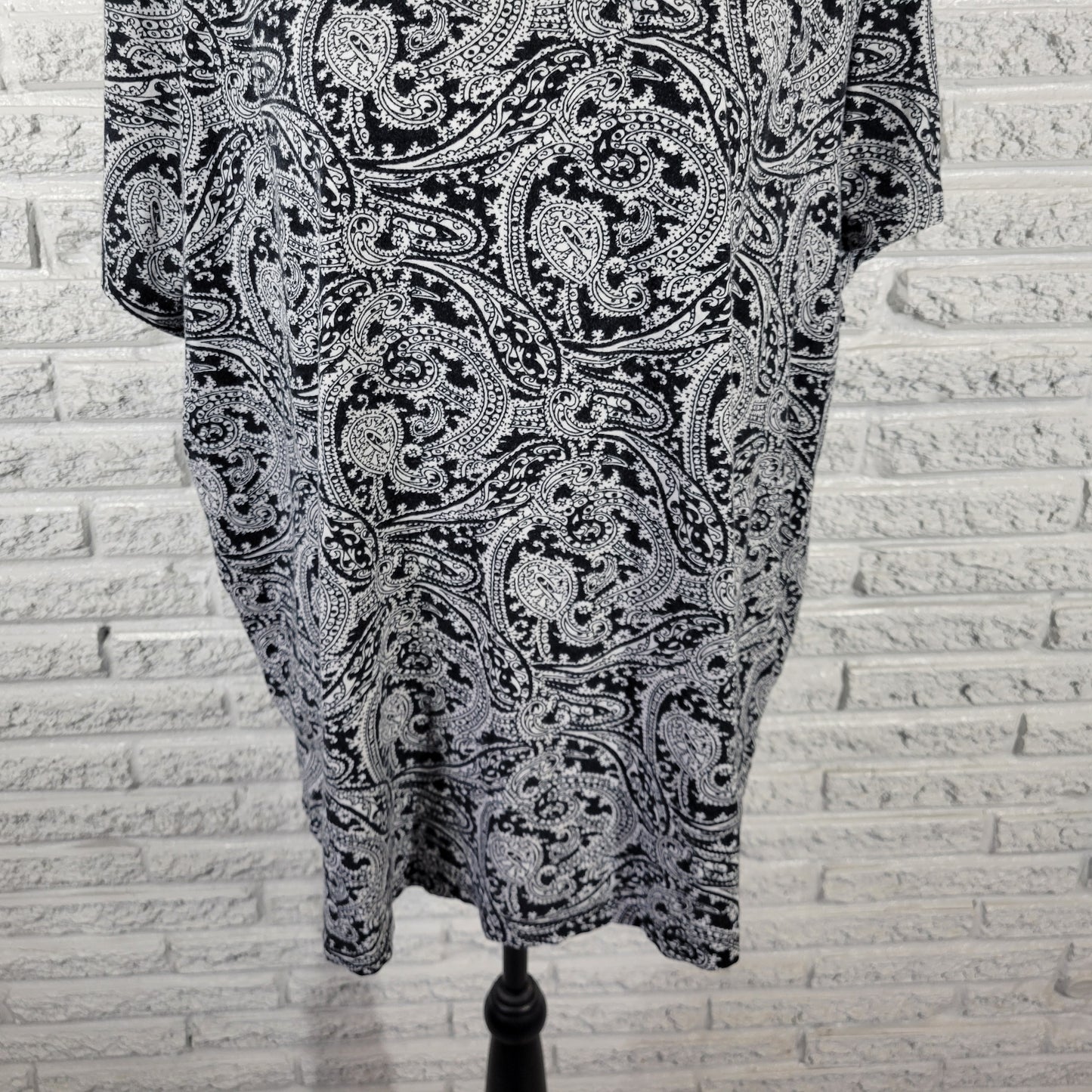 Catherines Women’s 1XWP Tee Black White Paisley Cotton Petite PAI39E