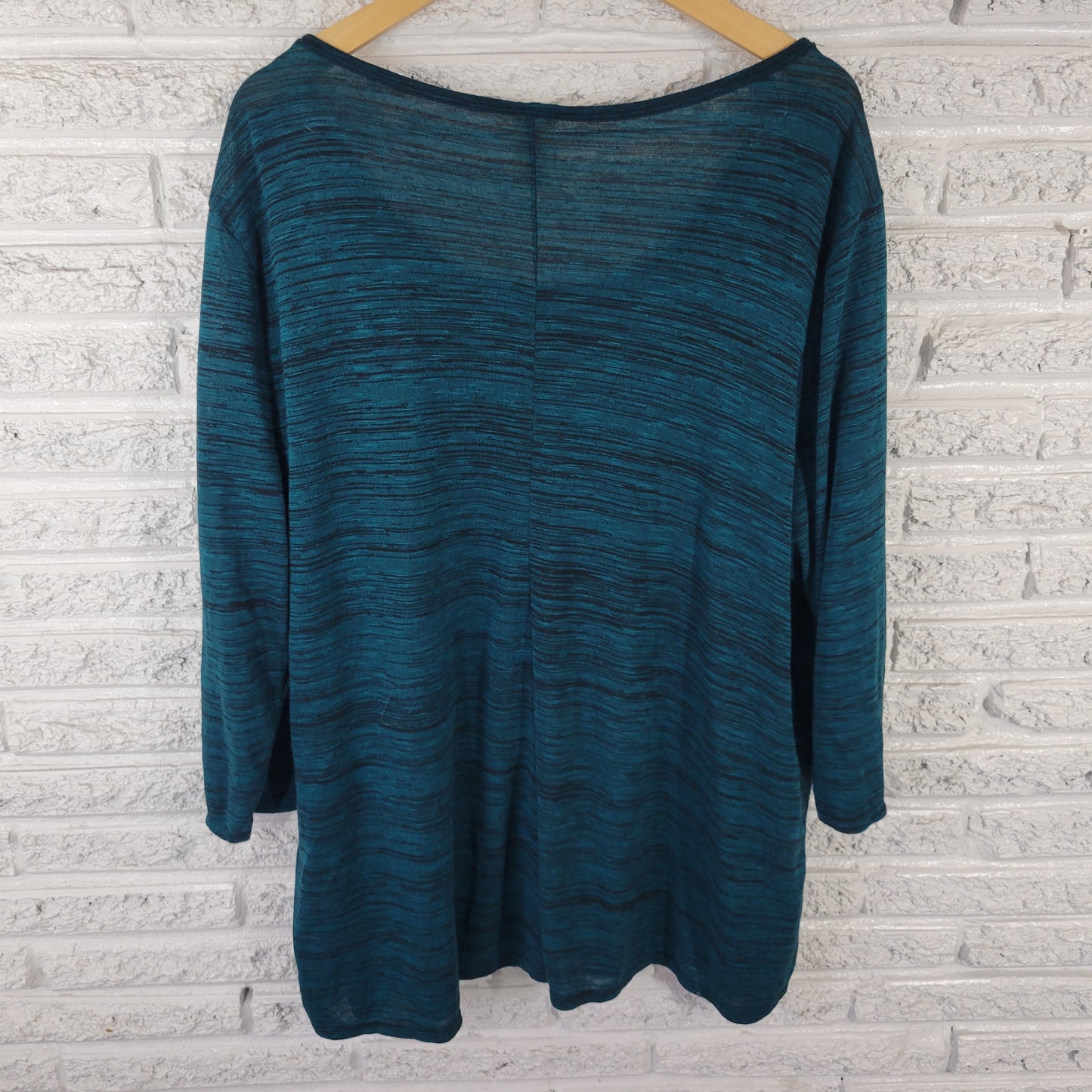Faded Glory Women’s 4X 26W-28W Tunic Green Tiered 3/4 Sleeve Boat Neck GRE24E