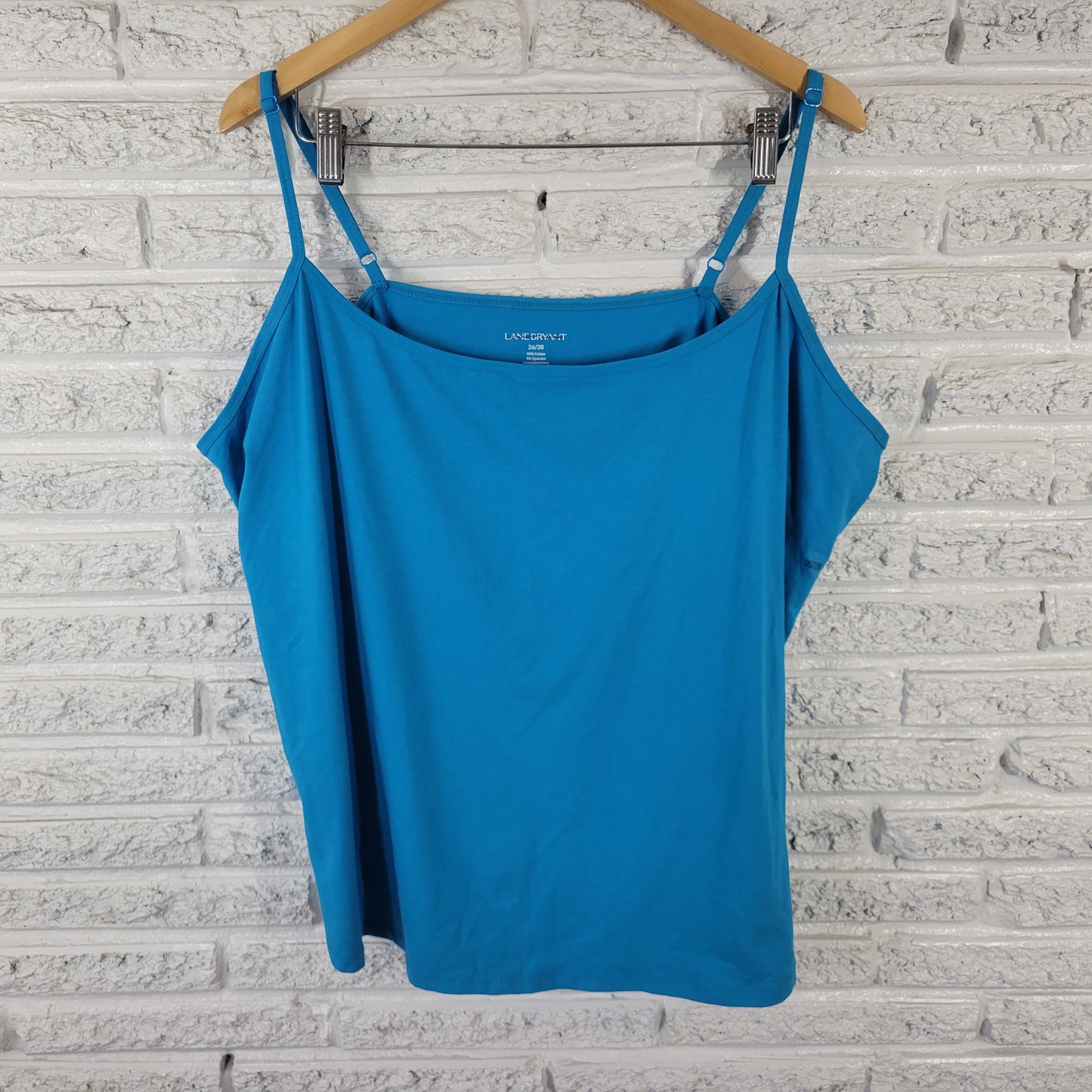 Lane Bryant Women's 26/28 Camisole Blue Cotton Blend Adjustable Strap BLU204E