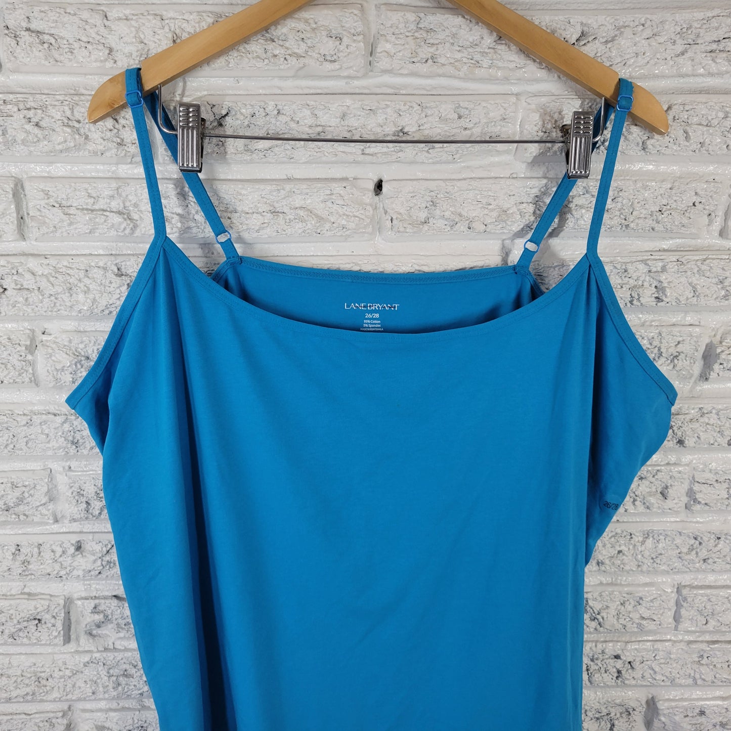 Lane Bryant Women's 26/28 Camisole Blue Cotton Blend Adjustable Strap BLU204E