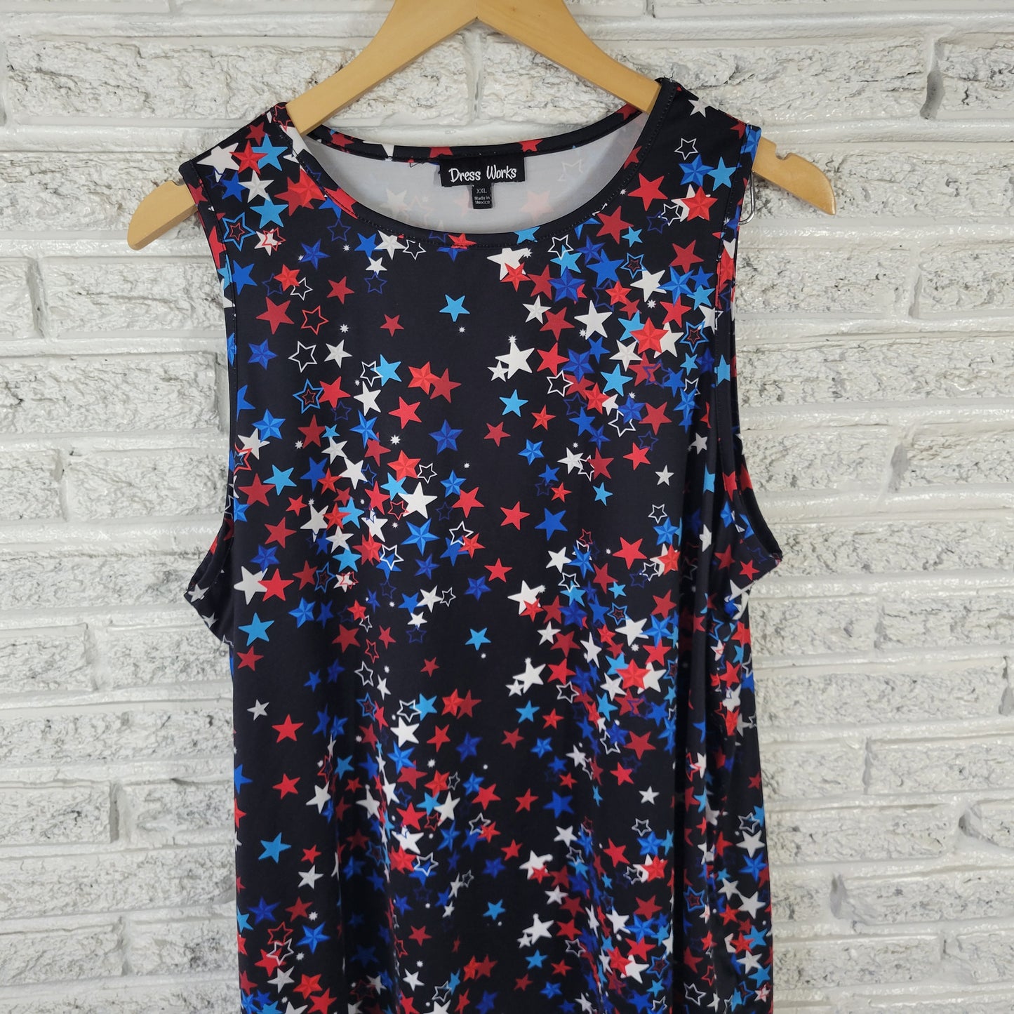 Dress Works Women's XXL Patriotic Tank Top Star Print Multicolor C19E