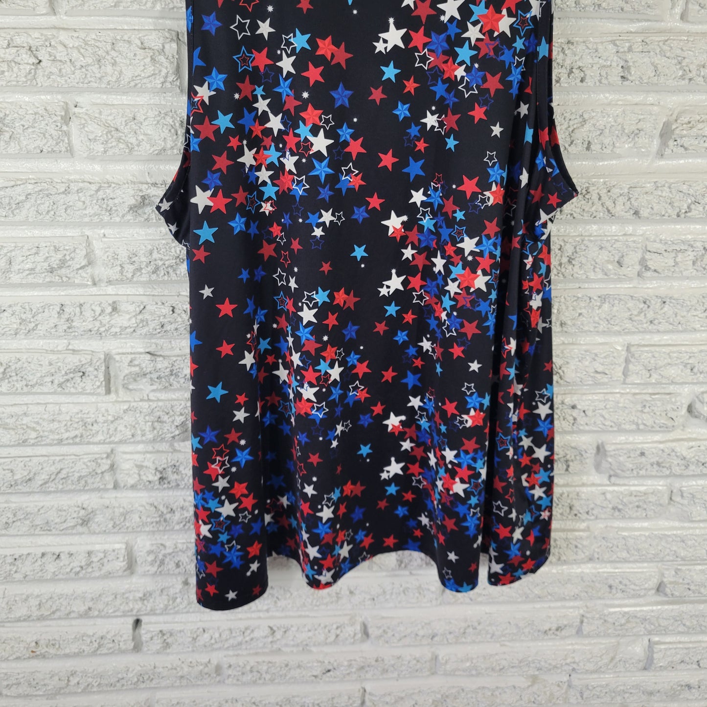 Dress Works Women's XXL Patriotic Tank Top Star Print Multicolor C19E