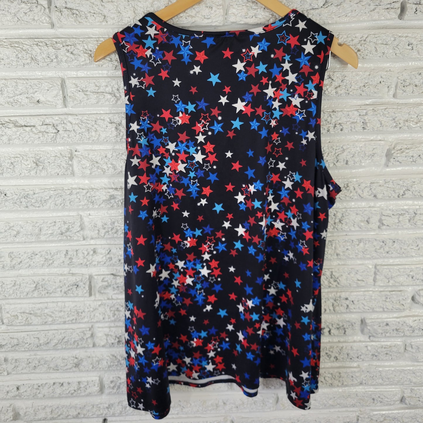 Dress Works Women's XXL Patriotic Tank Top Star Print Multicolor C19E