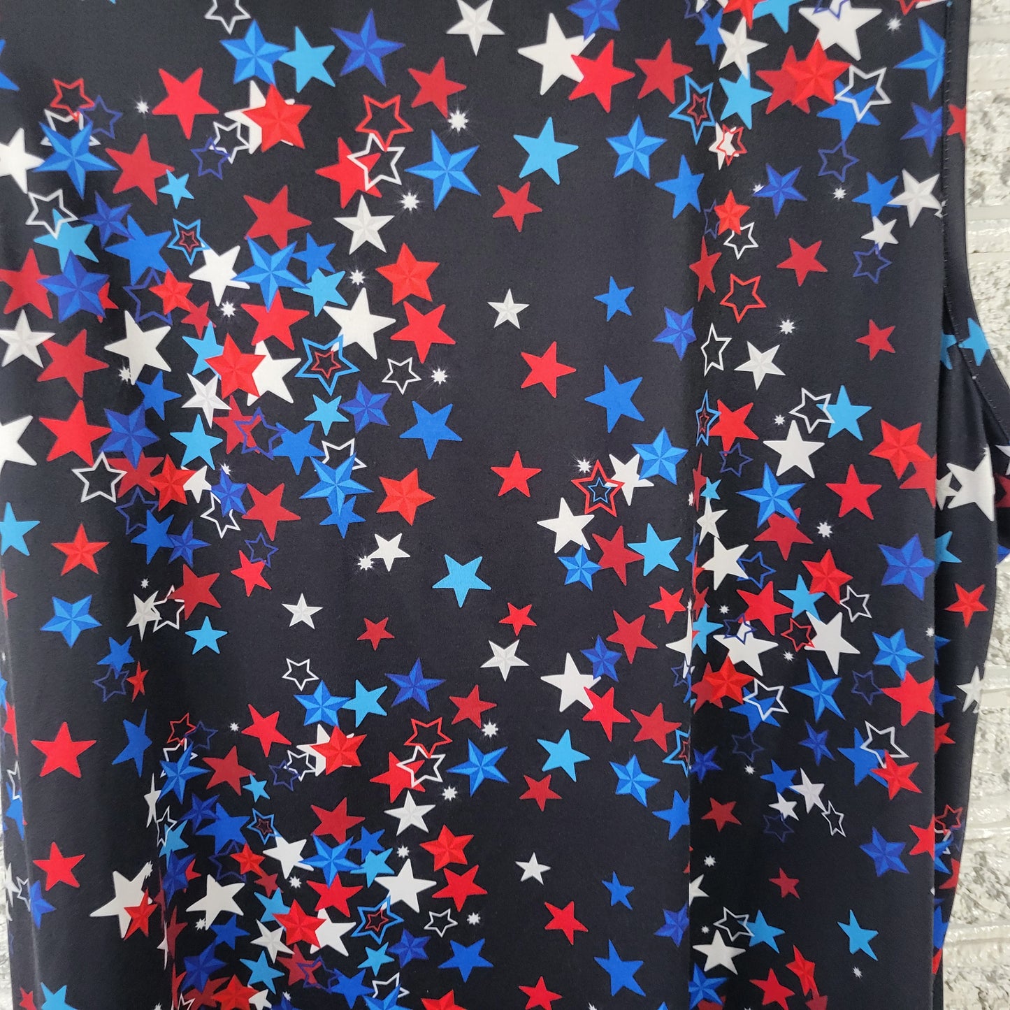 Dress Works Women's XXL Patriotic Tank Top Star Print Multicolor C19E