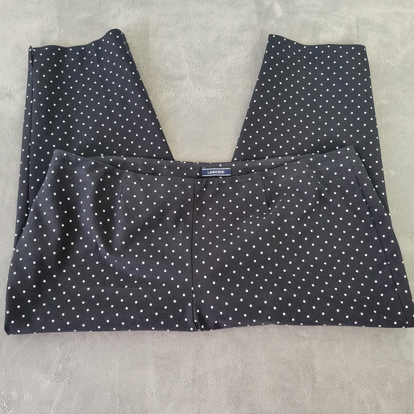 Lands' End Women's 22W Capri Pants Black White Polka Dot Pull On CAP1E