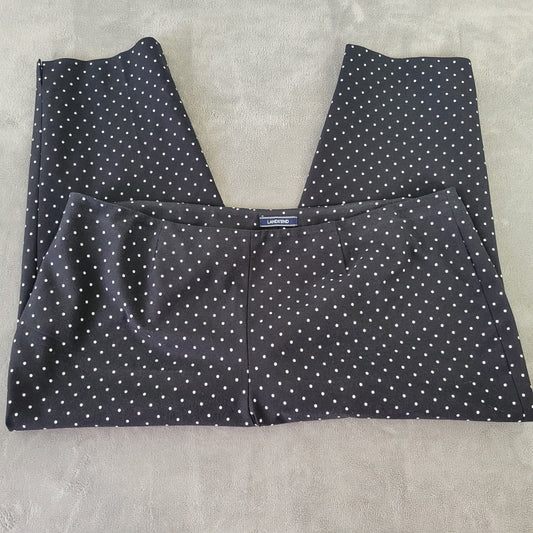 Lands' End Women's 22W Capri Pants Black White Polka Dot Pull On CAP1E