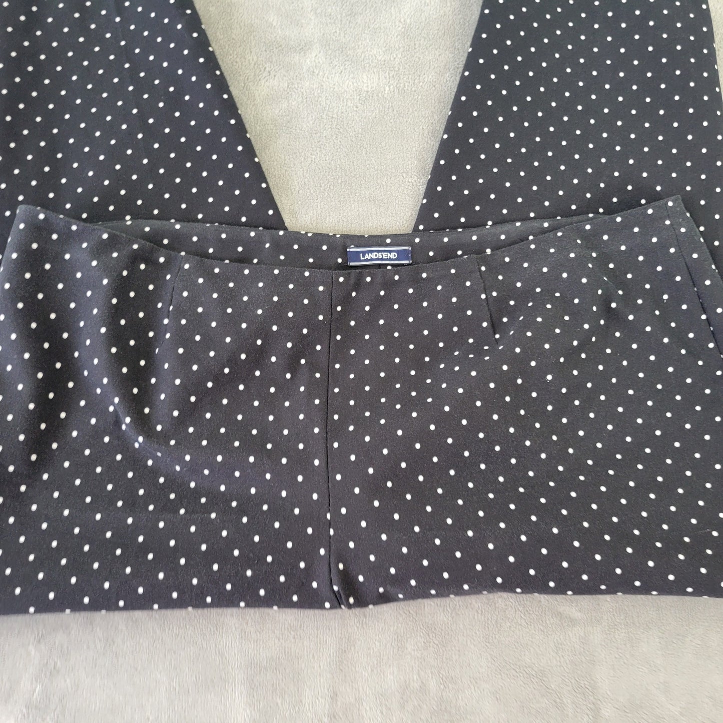 Lands' End Women's 22W Capri Pants Black White Polka Dot Pull On CAP1E