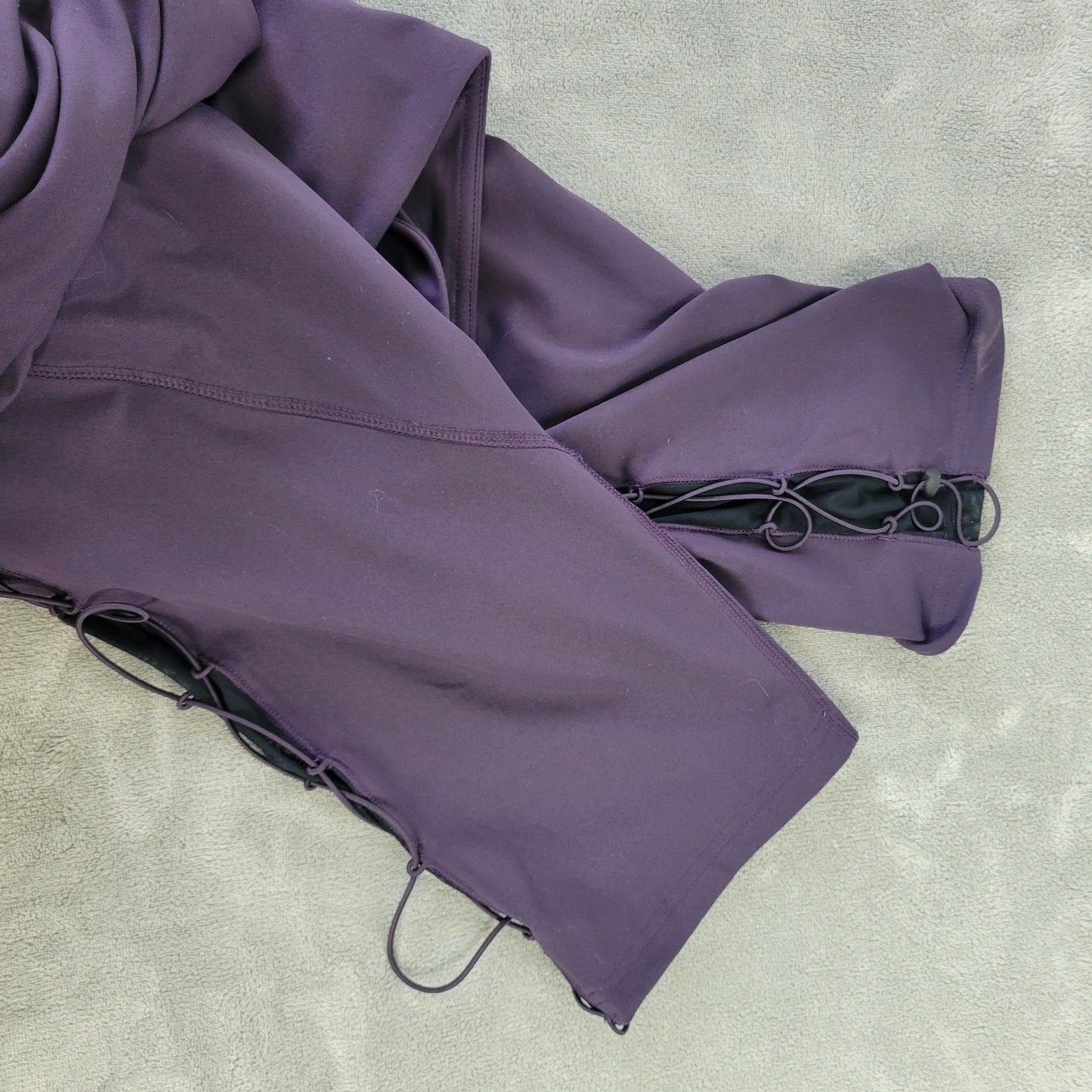 Shape Women’s 3X Leggings Capri Purple Mesh Side Faux Lace-up Stretch PUR48E