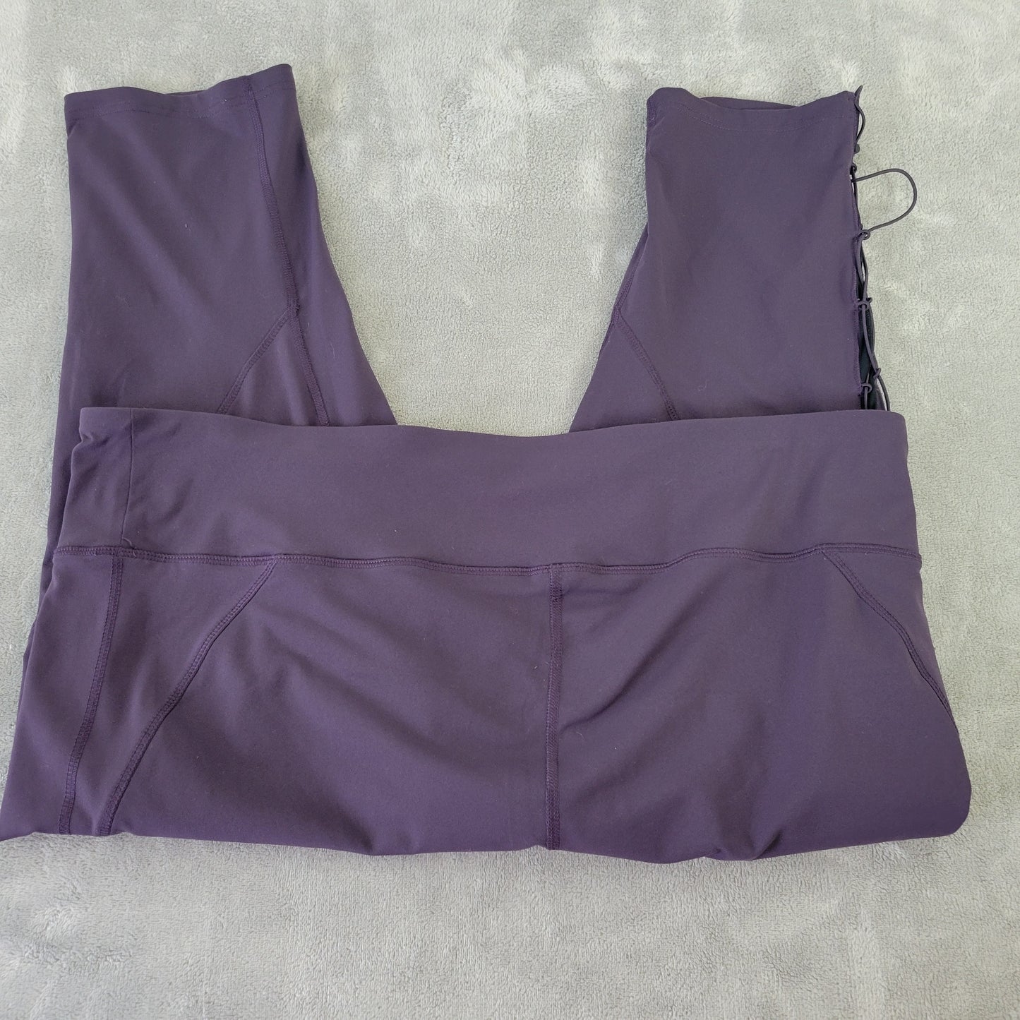 Shape Women’s 3X Leggings Capri Purple Mesh Side Faux Lace-up Stretch PUR48E