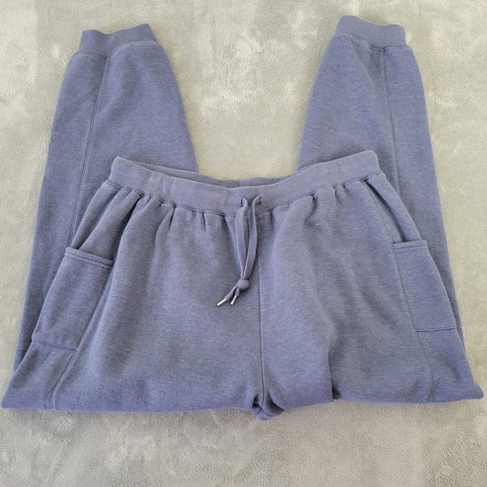 Woman Within Sweatpants Women's 18/20 Blue Gray Cotton Blend Drawstring BLU192E