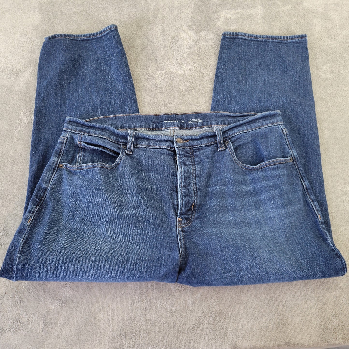 Old Navy Jeans Women's 18 Extra High Rise Straight Leg Dark Wash SL34E