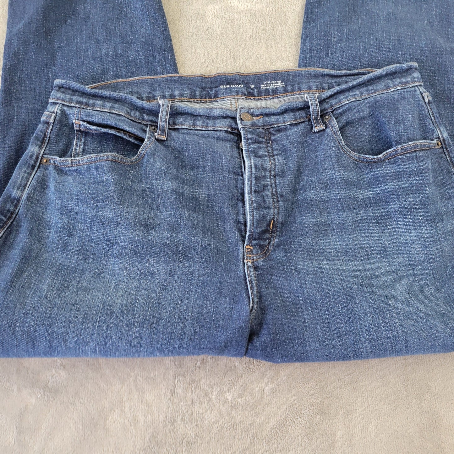Old Navy Jeans Women's 18 Extra High Rise Straight Leg Dark Wash SL34E