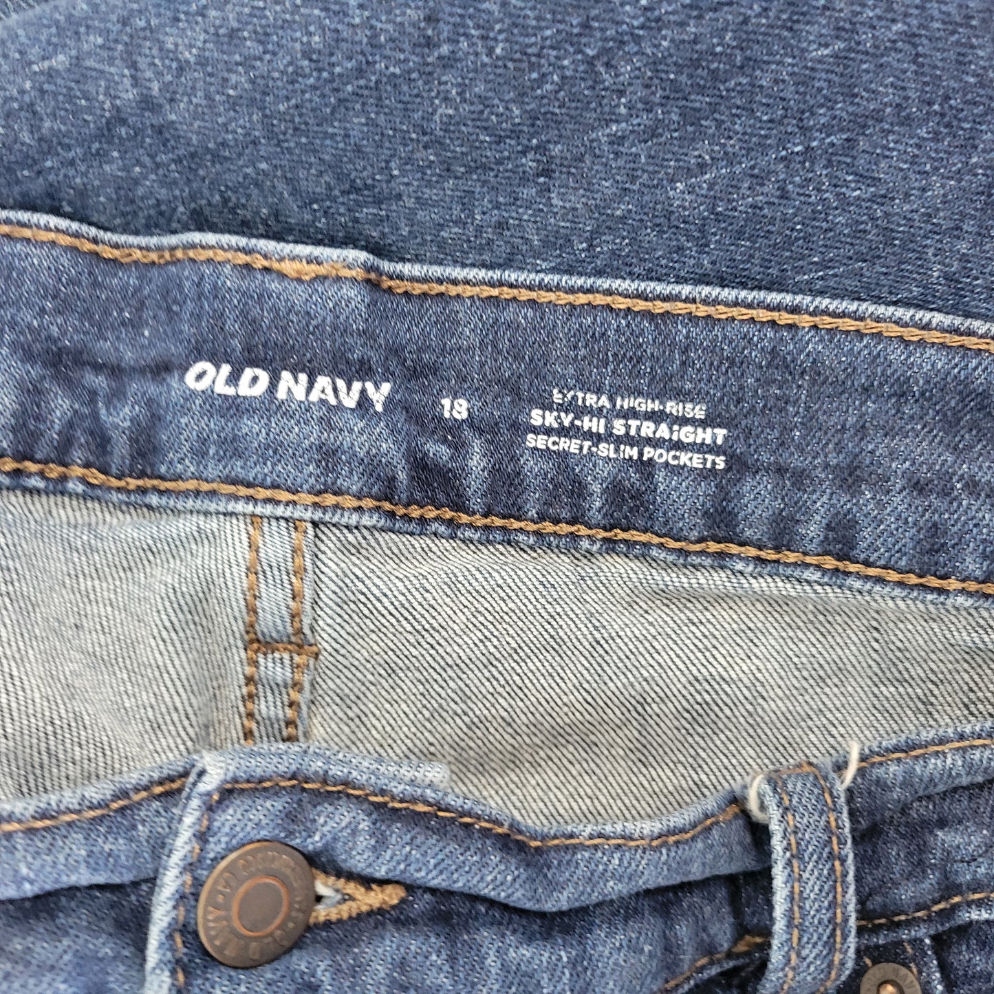 Old Navy Jeans Women's 18 Extra High Rise Straight Leg Dark Wash SL34E