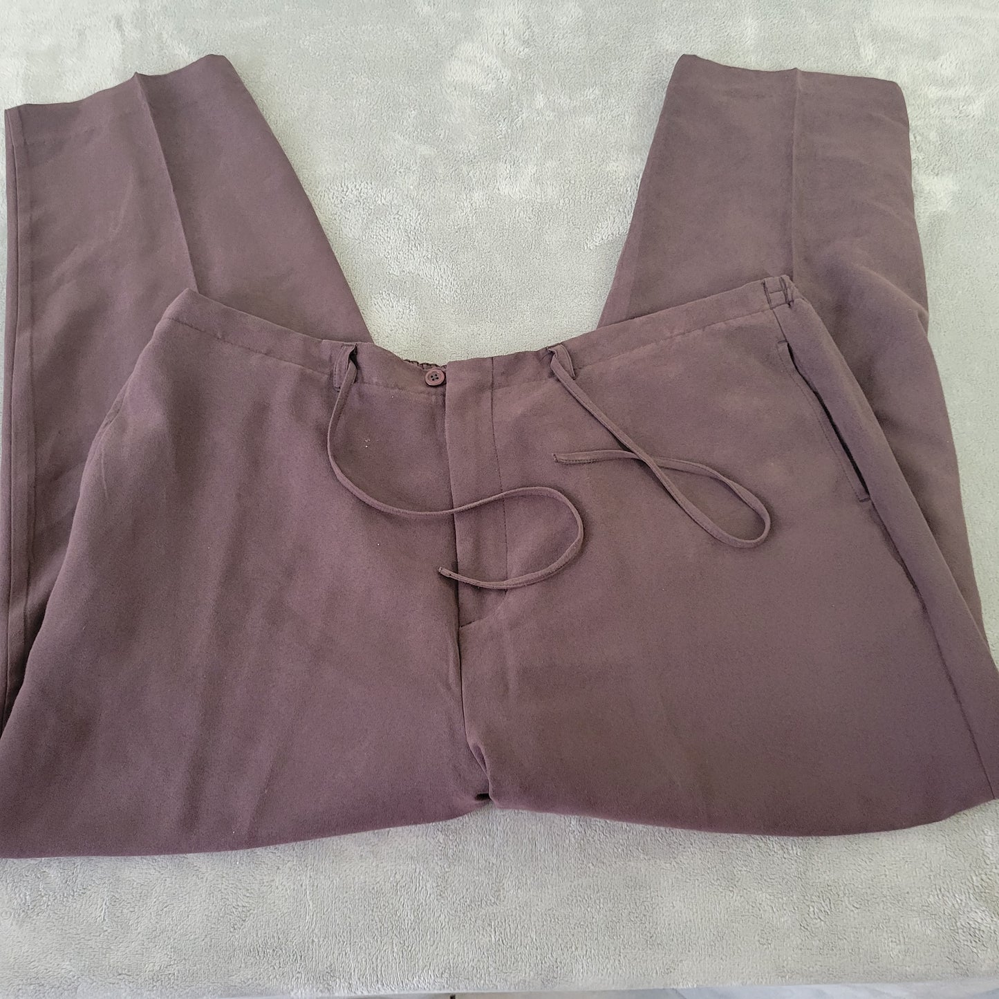Avenue Women's 18 Dress Pants Brown Straight Leg Elastic Waist Pockets BRO32E