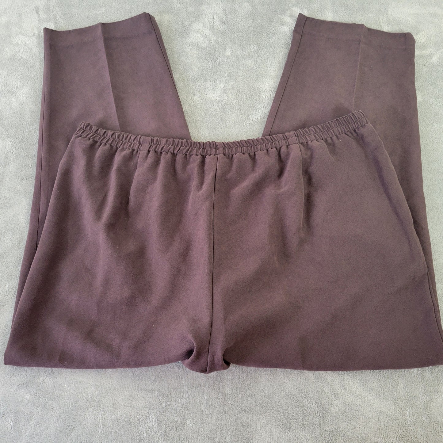 Avenue Women's 18 Dress Pants Brown Straight Leg Elastic Waist Pockets BRO32E