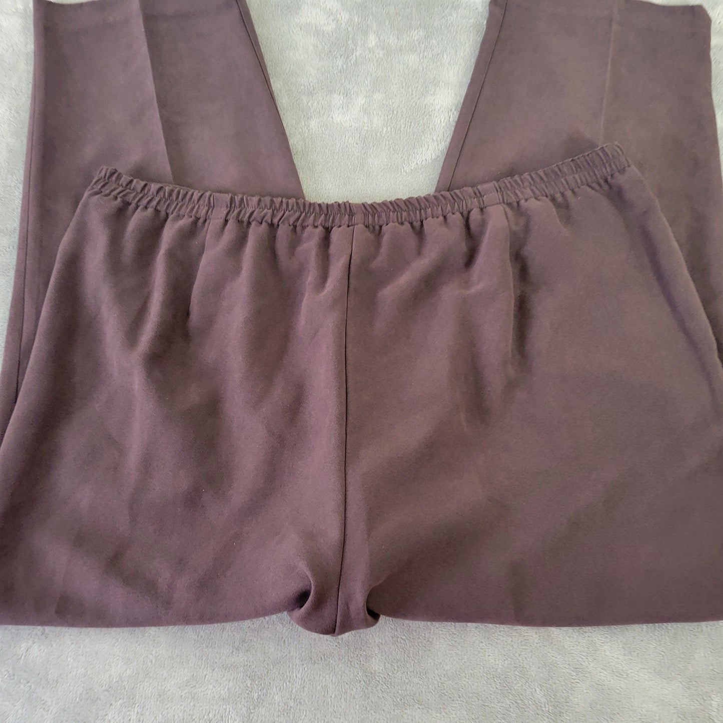 Avenue Women's 18 Dress Pants Brown Straight Leg Elastic Waist Pockets BRO32E