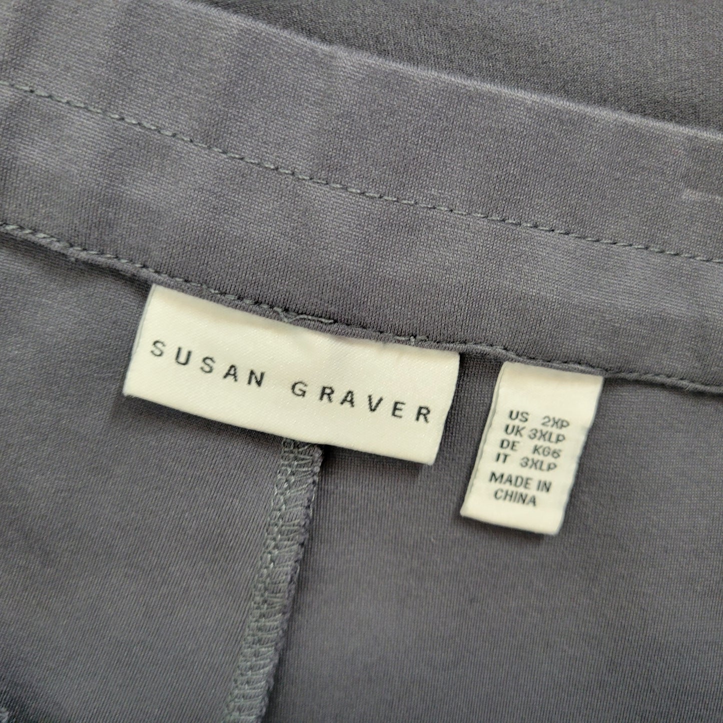 Susan Graver Women’s Plus Size 2XP Pants Gray Pull On Stretch Straight GRA41E