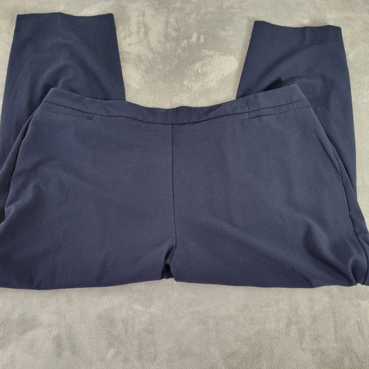 Catherines Women's 3XWP Blue Dress Pants Petite Plus Elastic Waist BLU255E