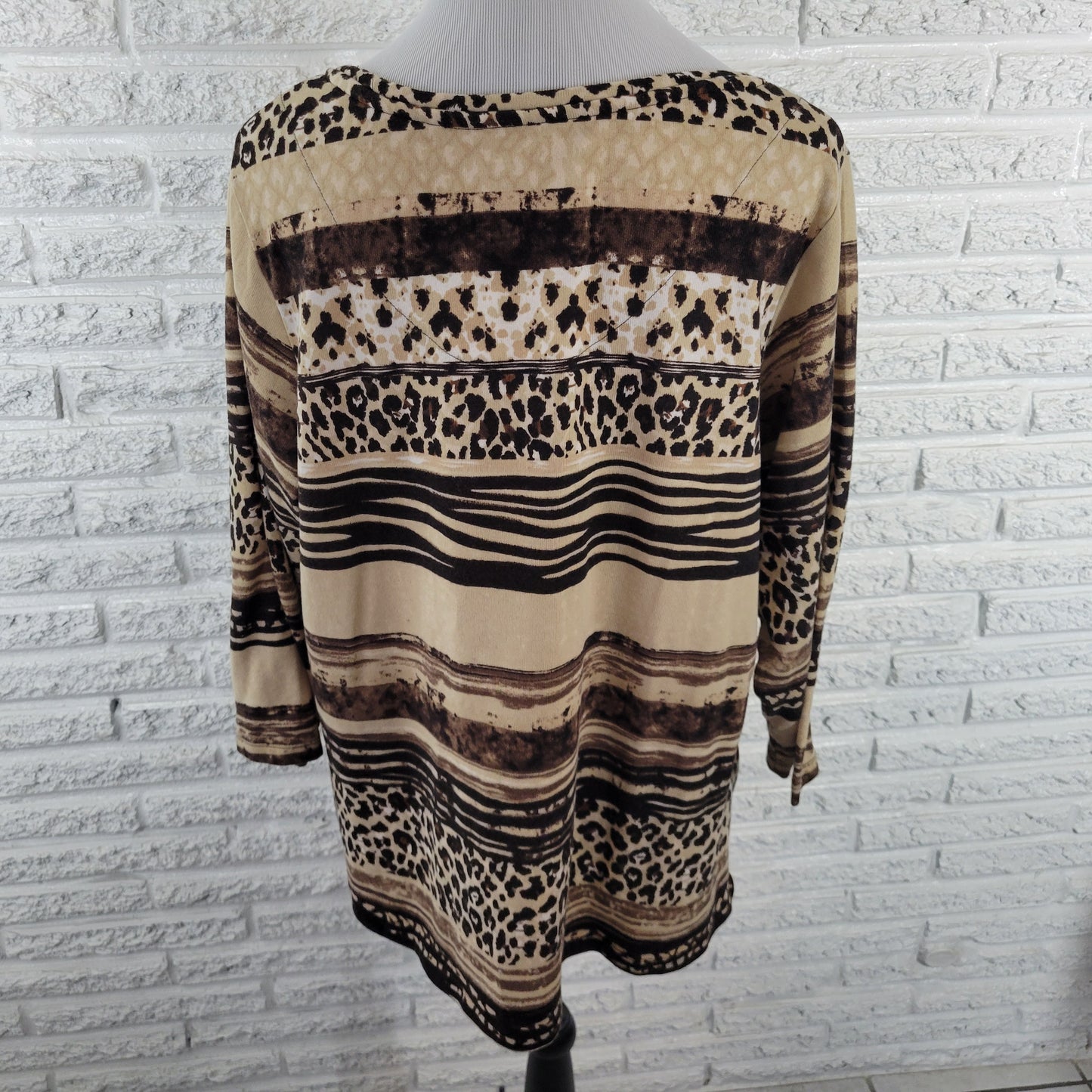 Allison Daley Women’s Plus Size XL Top Brown Animal Print Studded ANI48E