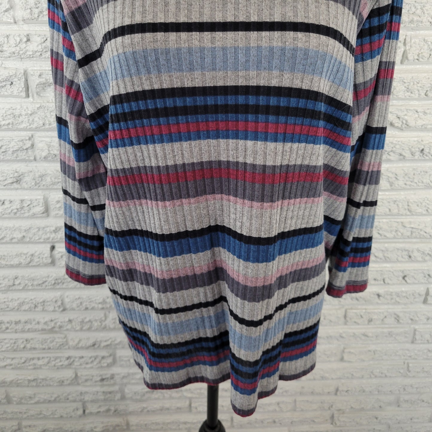 Alfred Dunner Women's XL Sweater Multicolor Striped 3/4 Sleeve Knit STR121XE