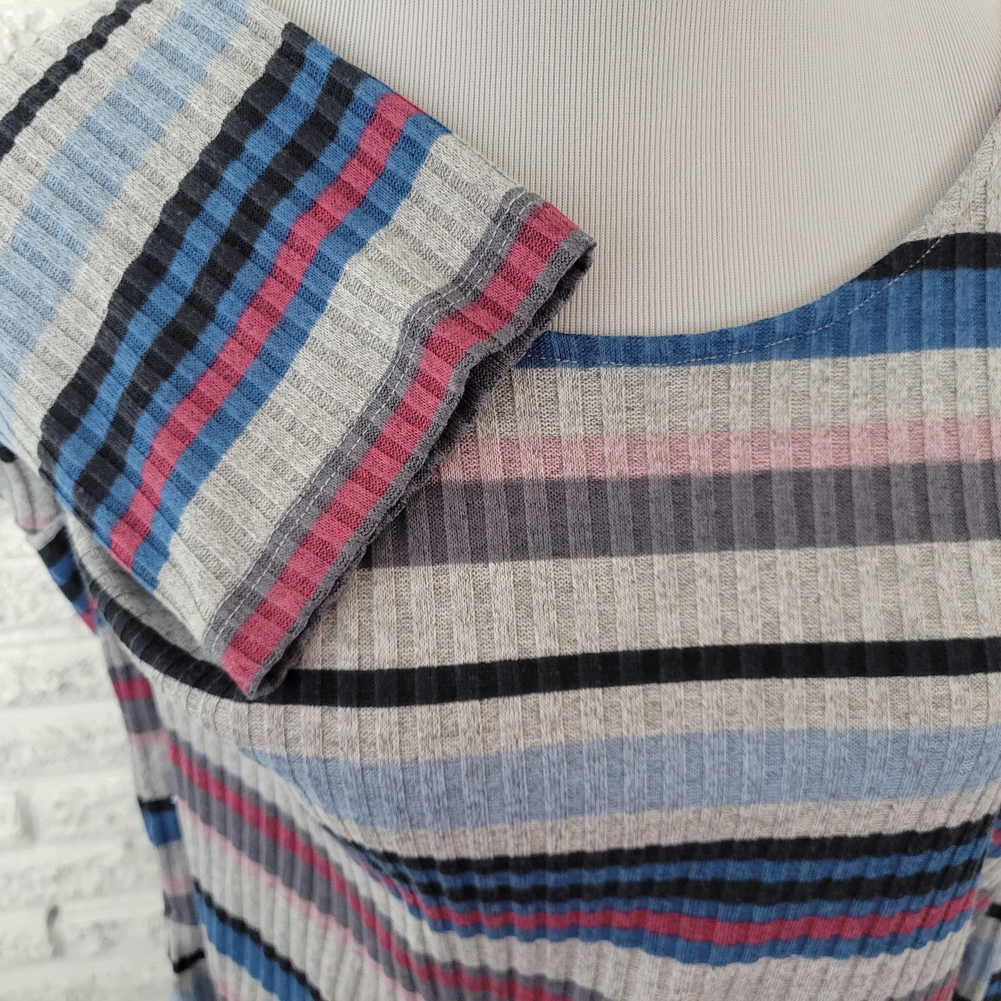Alfred Dunner Women's XL Sweater Multicolor Striped 3/4 Sleeve Knit STR121XE
