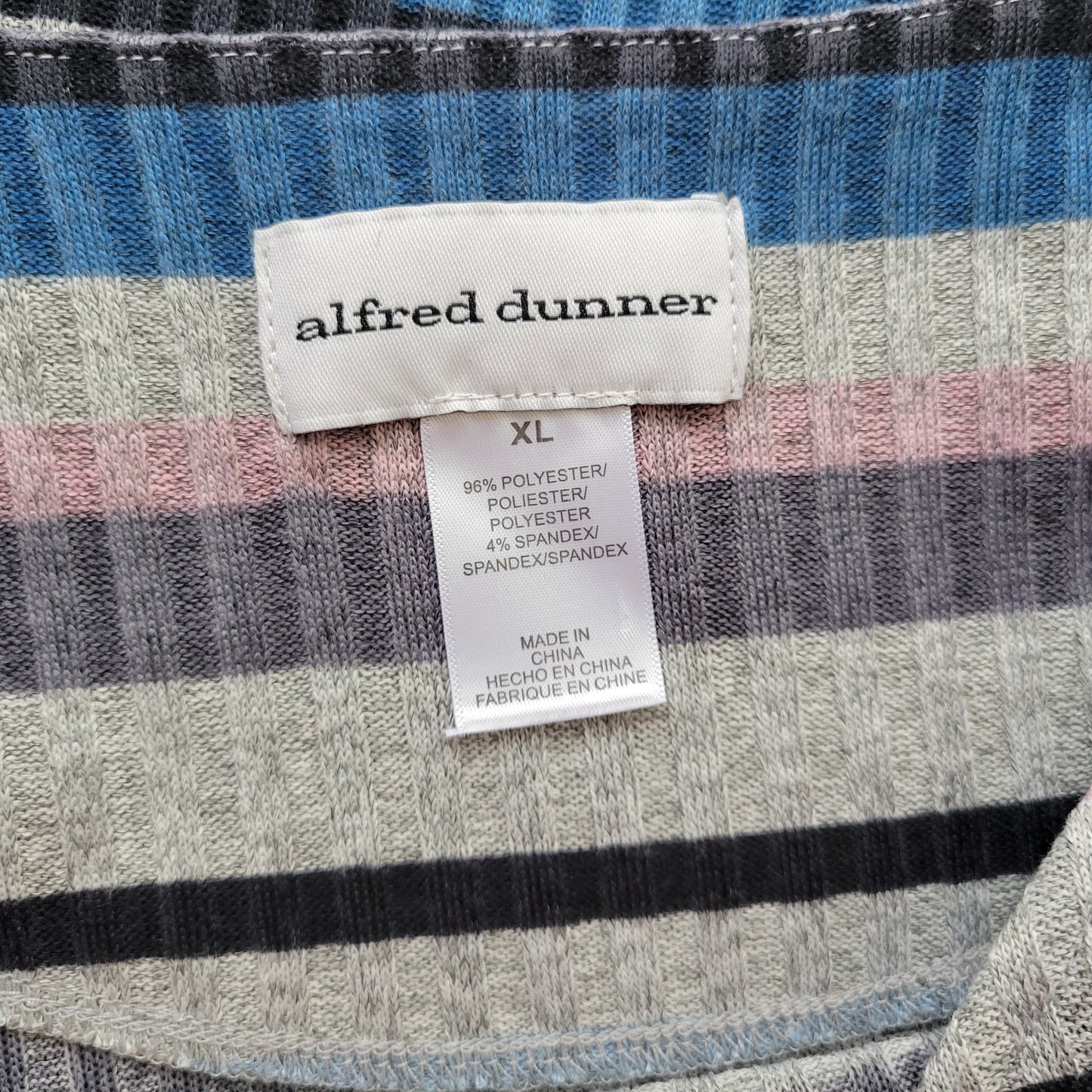 Alfred Dunner Women's XL Sweater Multicolor Striped 3/4 Sleeve Knit STR121XE