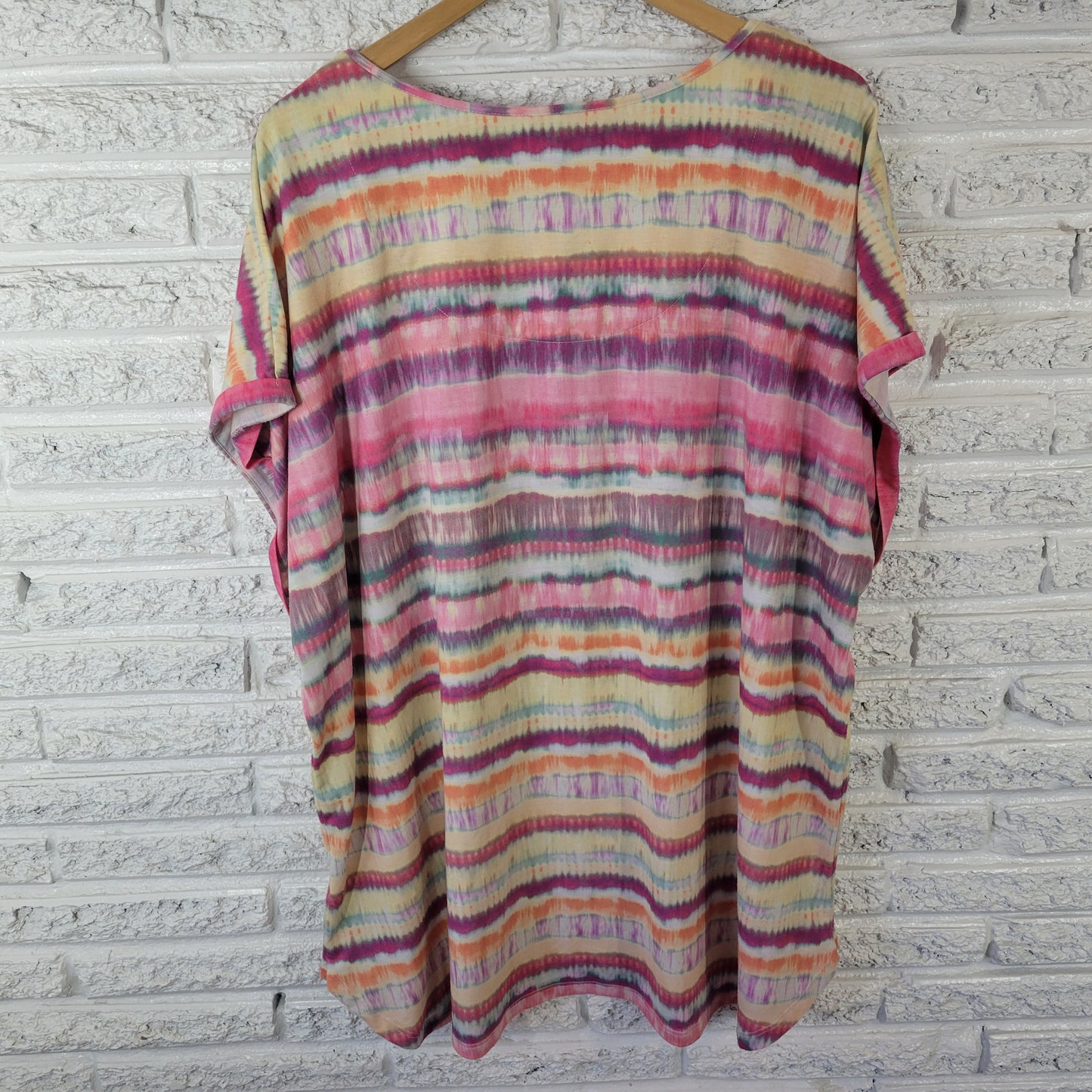 Gloria Vanderbilt Women's 3X Tunic Tee Short Sleeve Watercolor Studded WAT72XE