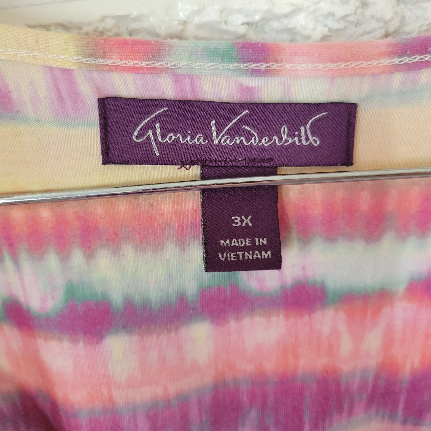 Gloria Vanderbilt Women's 3X Tunic Tee Short Sleeve Watercolor Studded WAT72XE
