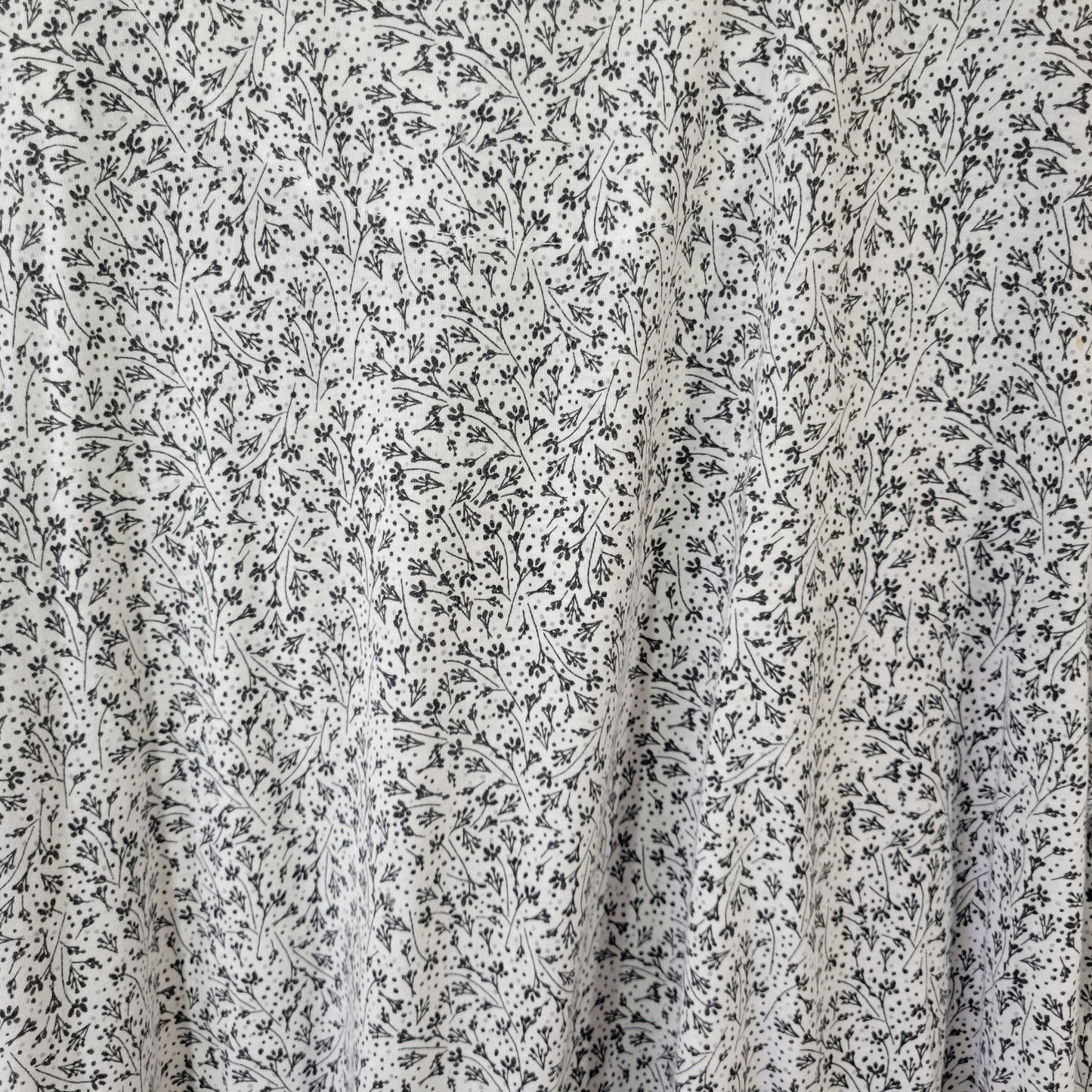 Aria Women's XL Nightgown Black Floral Cotton Blend 3/4 Sleeve Ribbon FLO218E
