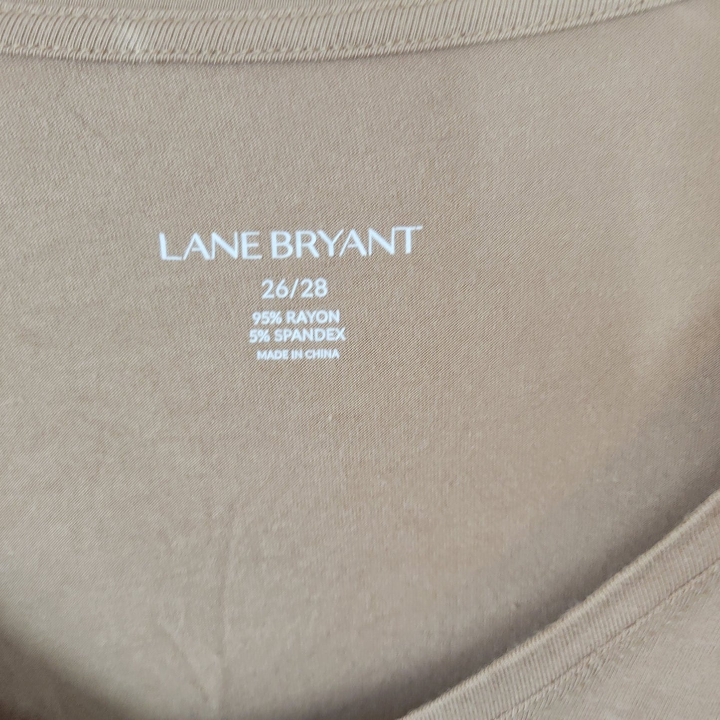 Lane Bryant Tunic 26/28 Tan Soft Knit Long Sleeve V-Neck Plus Size BRO29E