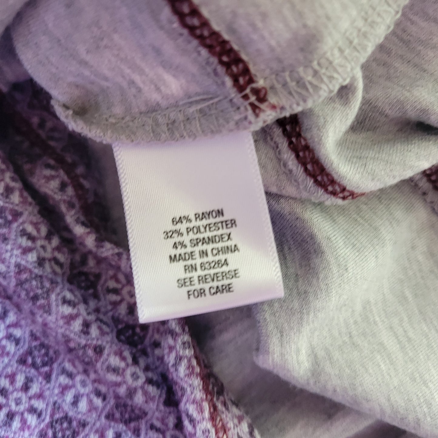 Sunday Women's Tunic Knit Size 2X Purple Paisley Long Sleeve Stretch PAI23E