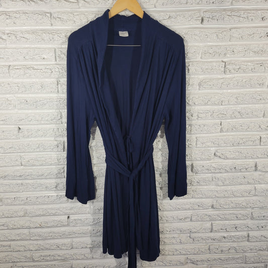Soma Women XXL Robe Blue Long Sleeve Belted Sash Pockets Rayon Spandex SWE192E